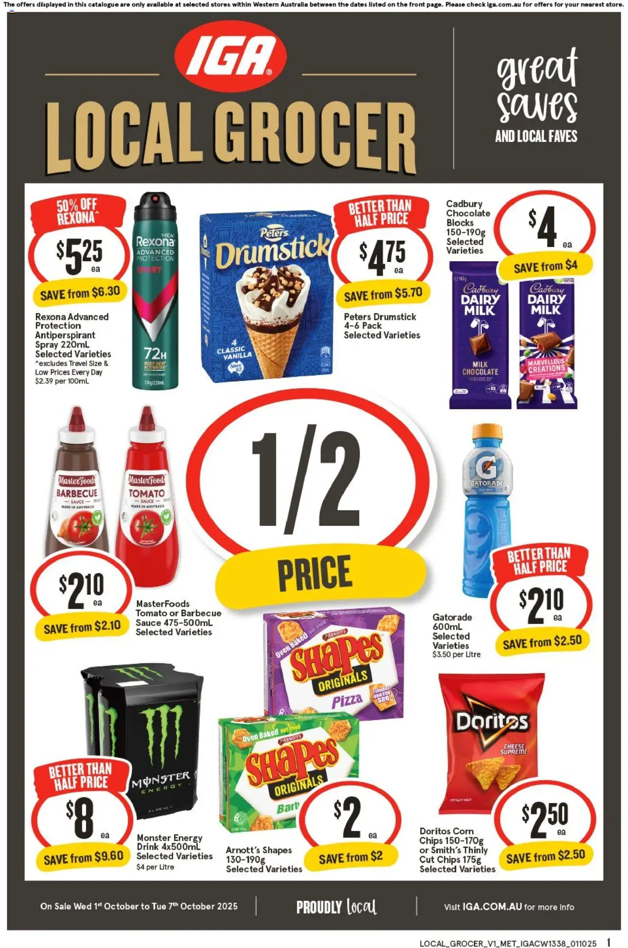 IGA catalogue - valid from 01.10.2025 | Page: 1 | Products: Milk, Dairy, Pizza, Sauce