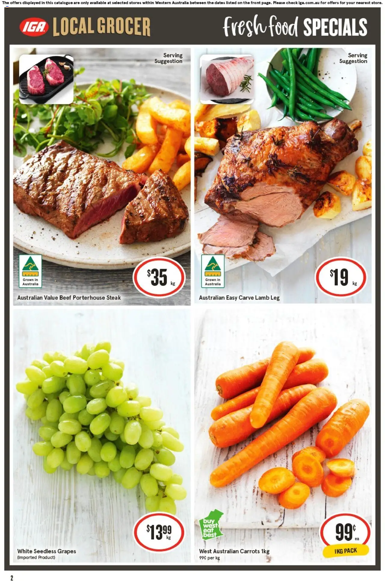 IGA catalogue - valid from 01.10.2025 | Page: 2 | Products: Lamb, Beef, Carrots, Steak
