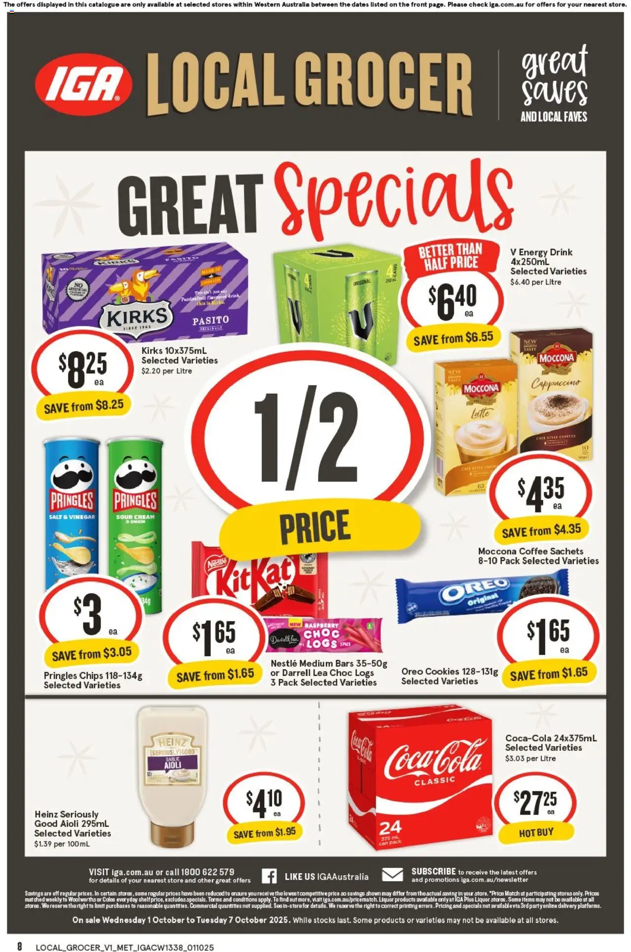 IGA catalogue - valid from 01.10.2025 | Page: 8 | Products: Chips, Cream, Salt, Vinegar