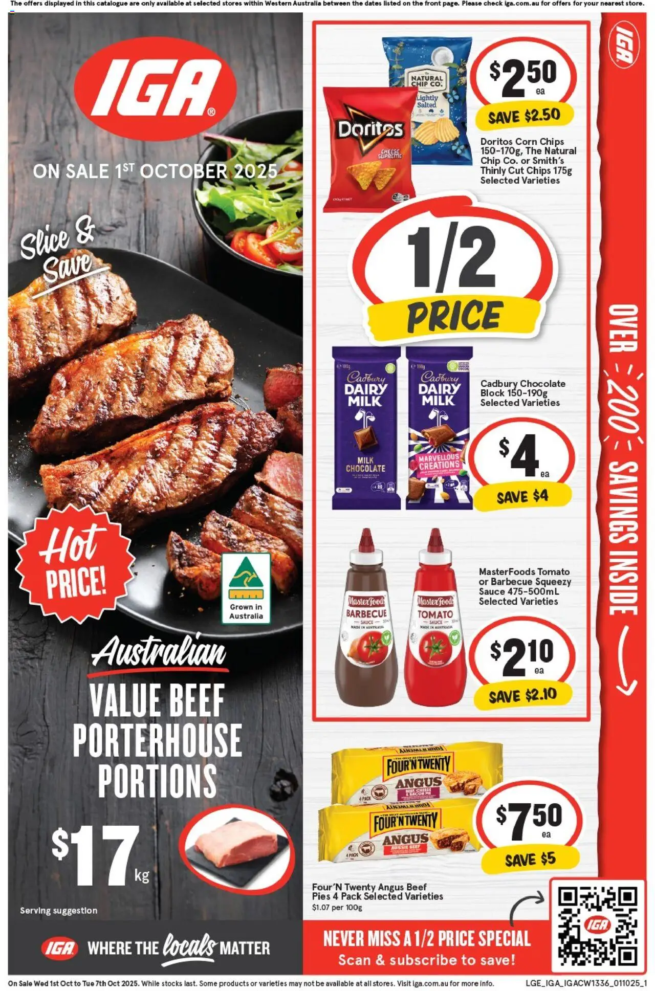 IGA catalogue - valid from 01.10.2025 | Page: 1 | Products: Milk, Dairy, Beef, Sauce