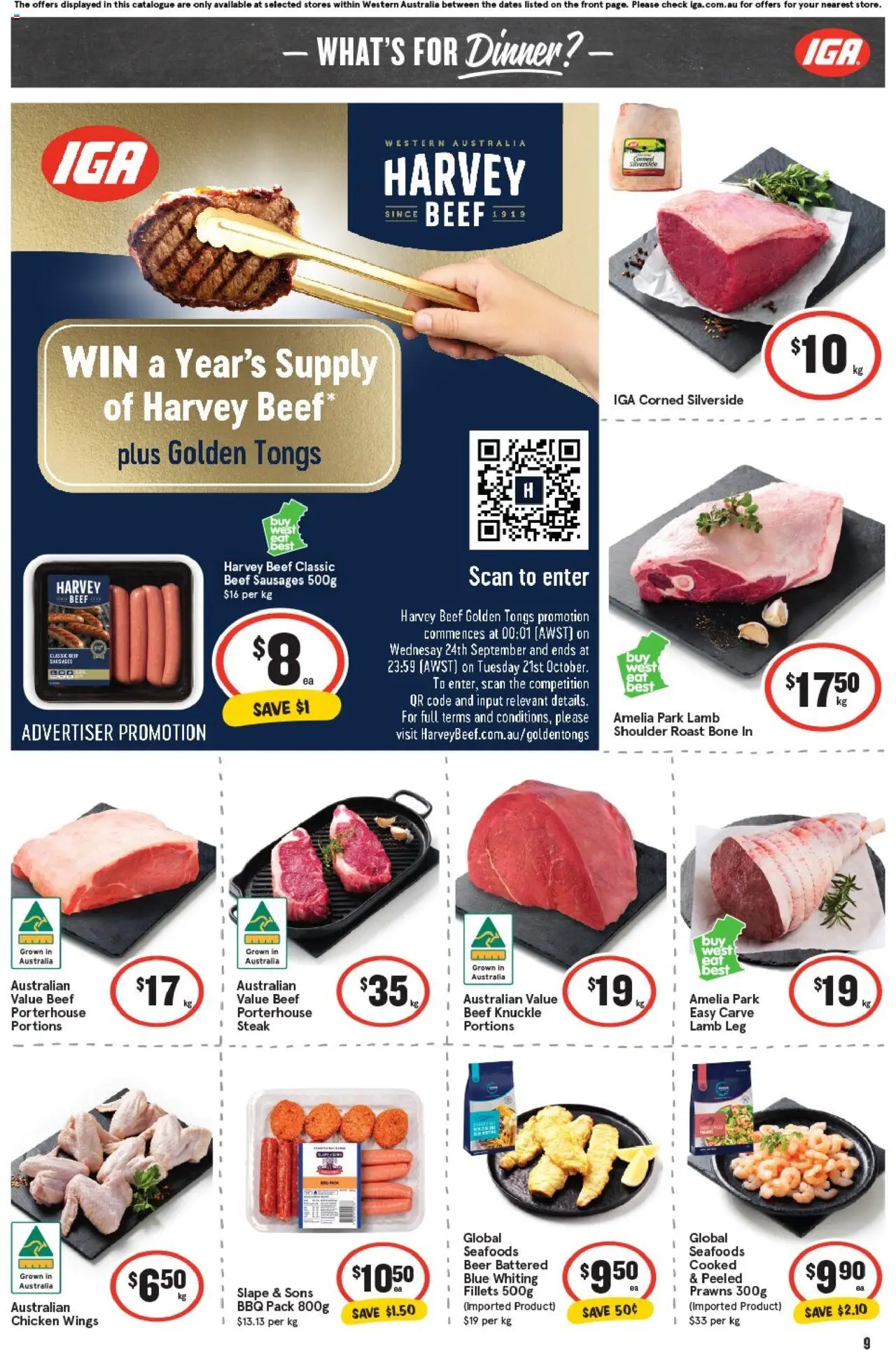 IGA catalogue - valid from 01.10.2025 | Page: 9 | Products: Beer, Chicken, Beef, Steak