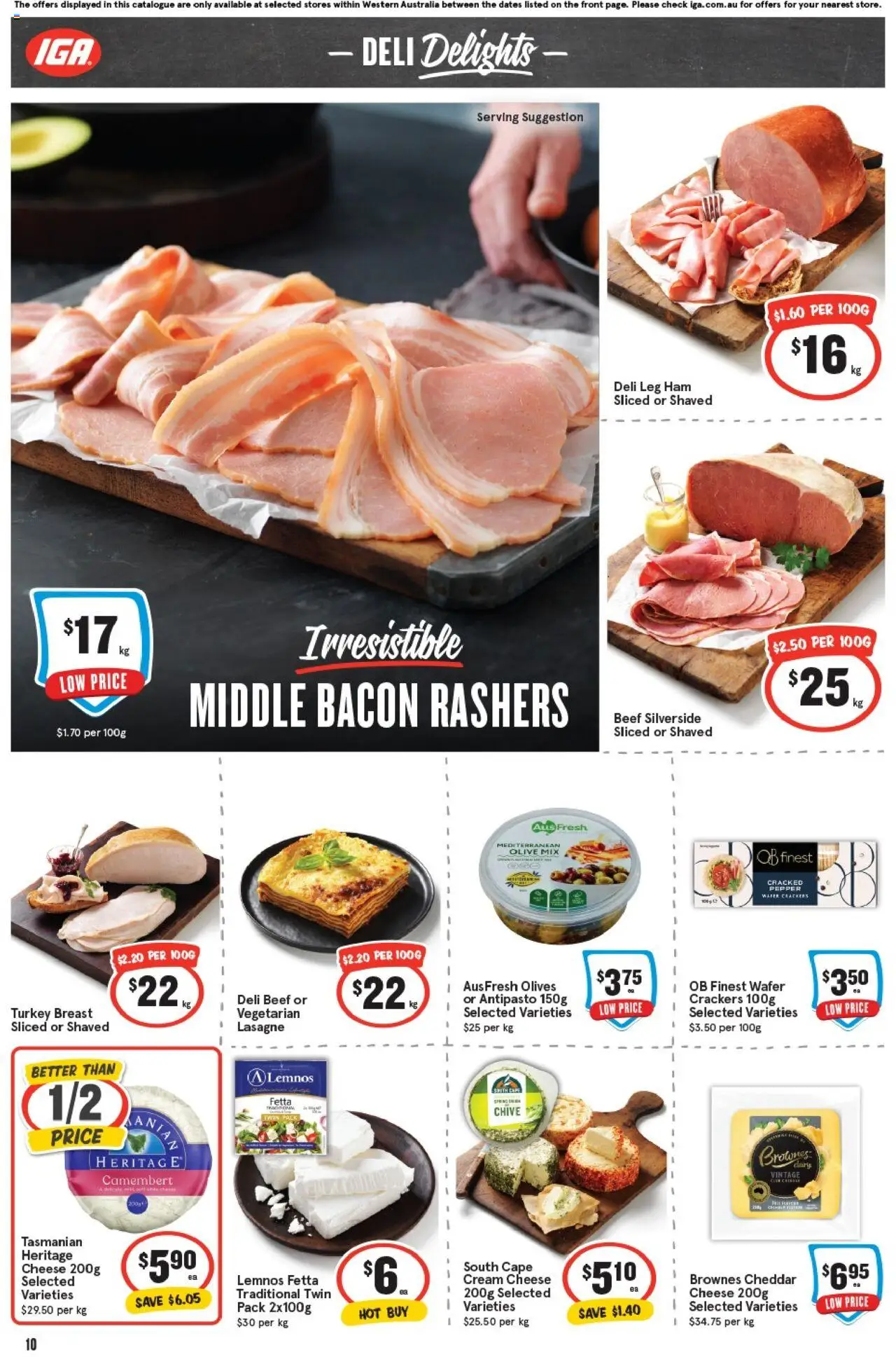 IGA catalogue - valid from 01.10.2025 | Page: 10 | Products: Crackers, Olives, Cream, Turkey
