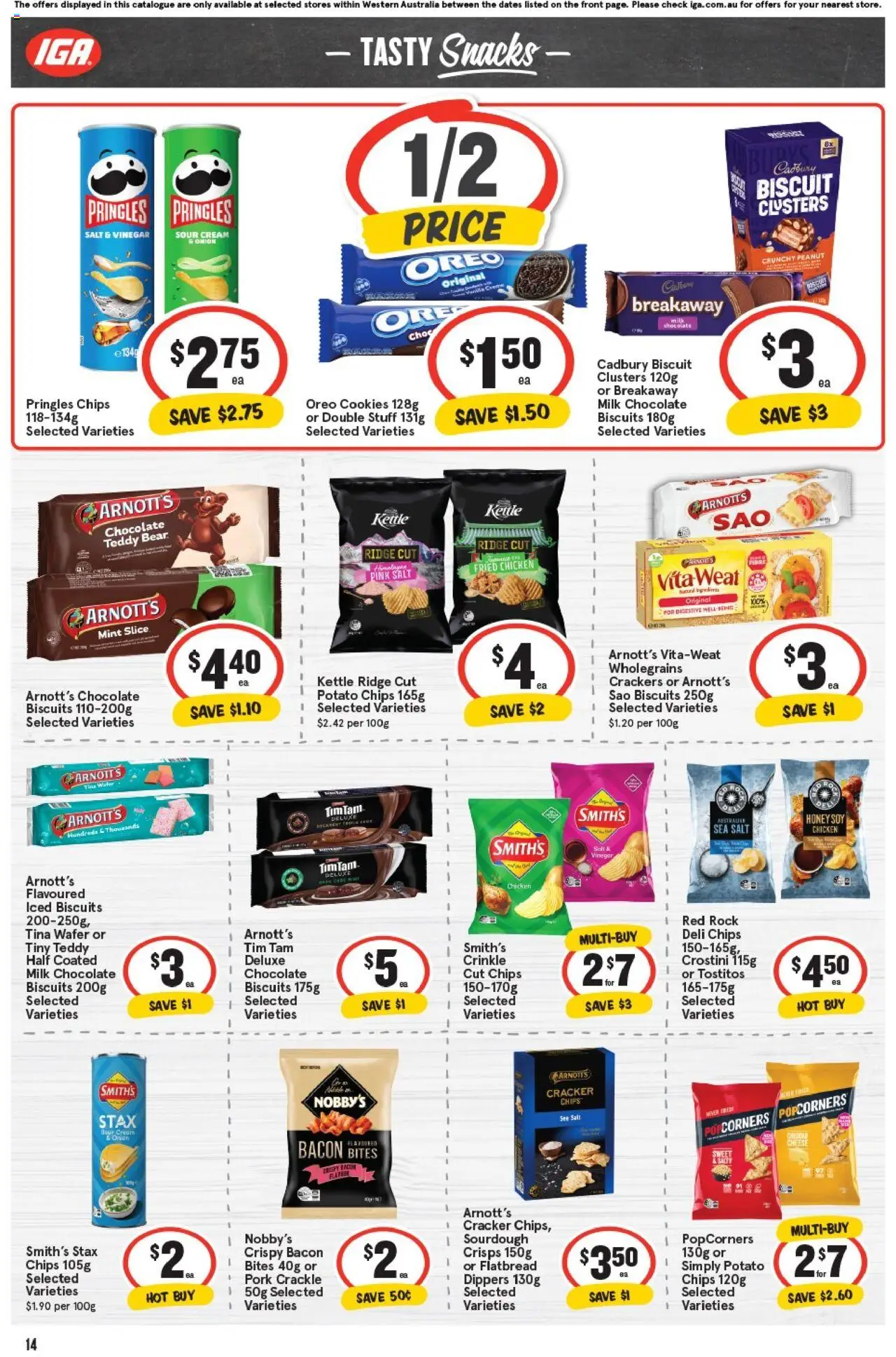 IGA catalogue - valid from 01.10.2025 | Page: 14 | Products: Crackers, Chocolate, Vinegar, Kettle