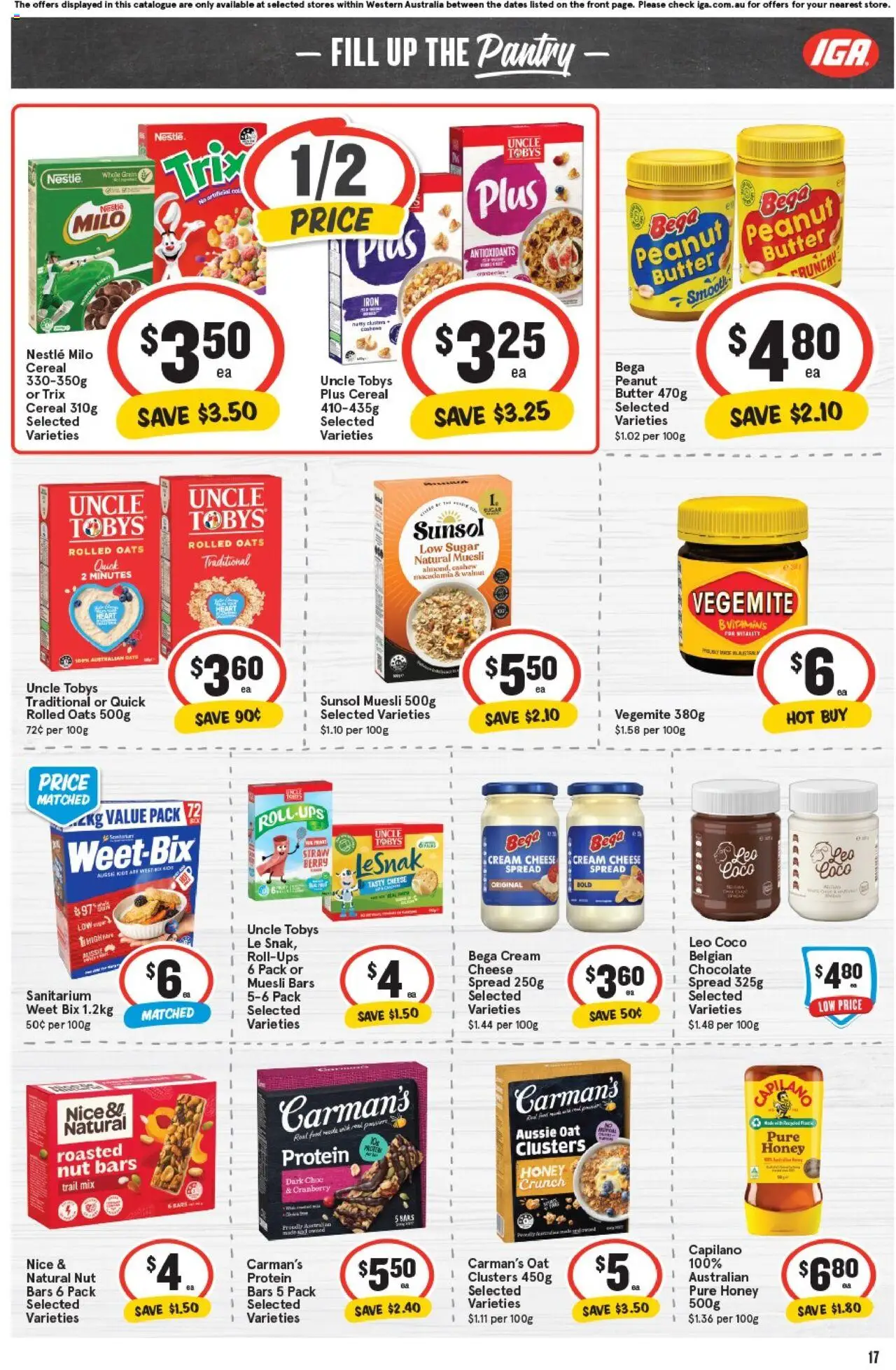 IGA catalogue - valid from 01.10.2025 | Page: 17 | Products: Cereal, Sugar, Vegemite, Iron