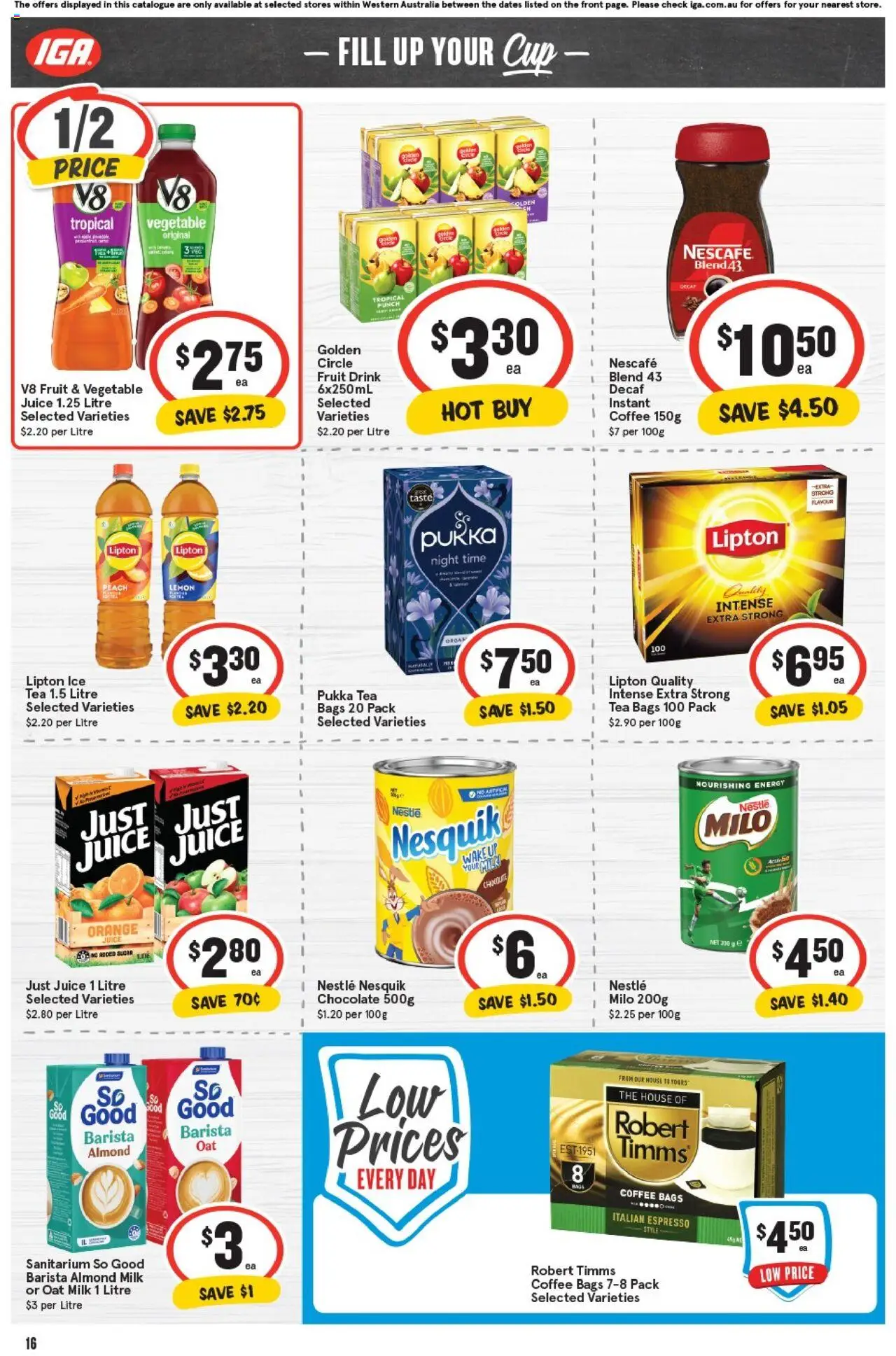 IGA catalogue - valid from 01.10.2025 | Page: 16 | Products: Milk, Chocolate, Juice, Tea