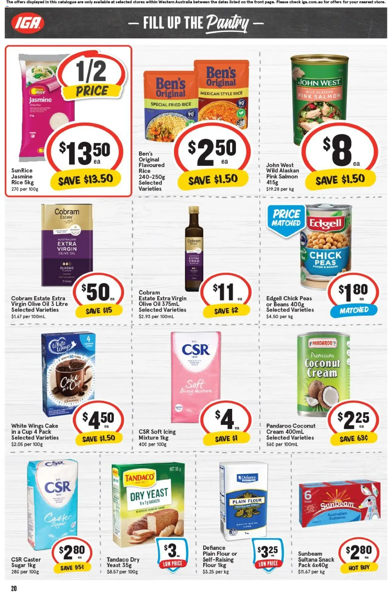 IGA catalogue - valid from 01.10.2025 | Page: 20 | Products: Flour, Cream, Sugar, Wheat
