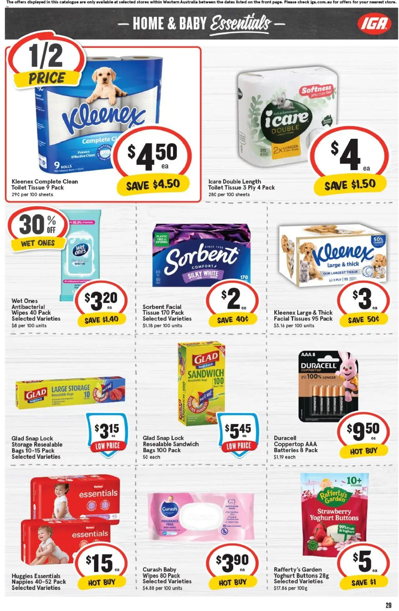 IGA catalogue - valid from 01.10.2025 | Page: 29 | Products: Toilet, Yoghurt, Nappies, Batteries