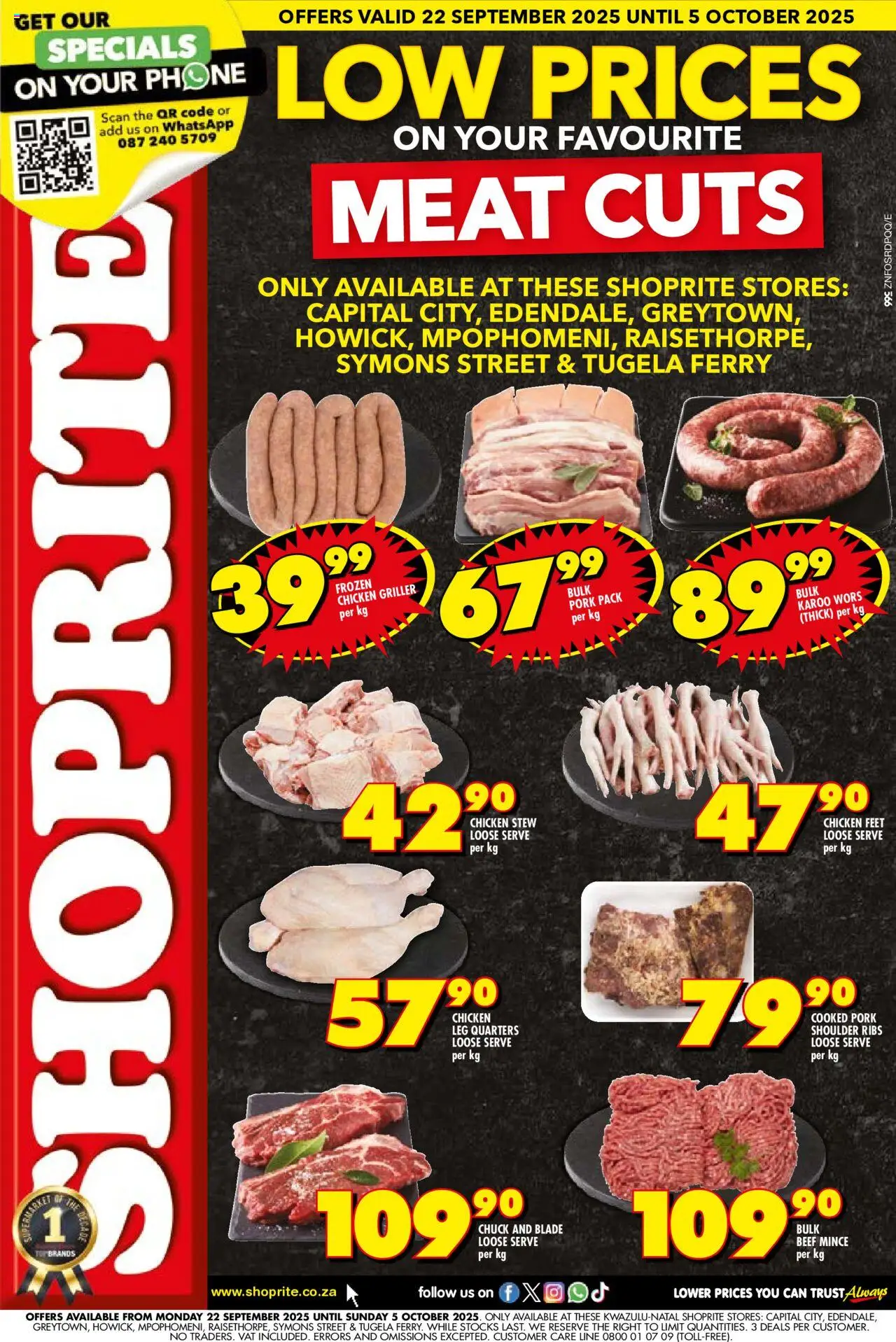 Shoprite KwaZulu-Natal – Low Price Meat Cuts Exclusive (22/09/2025 – 05/10/2025) → Online Catalogue