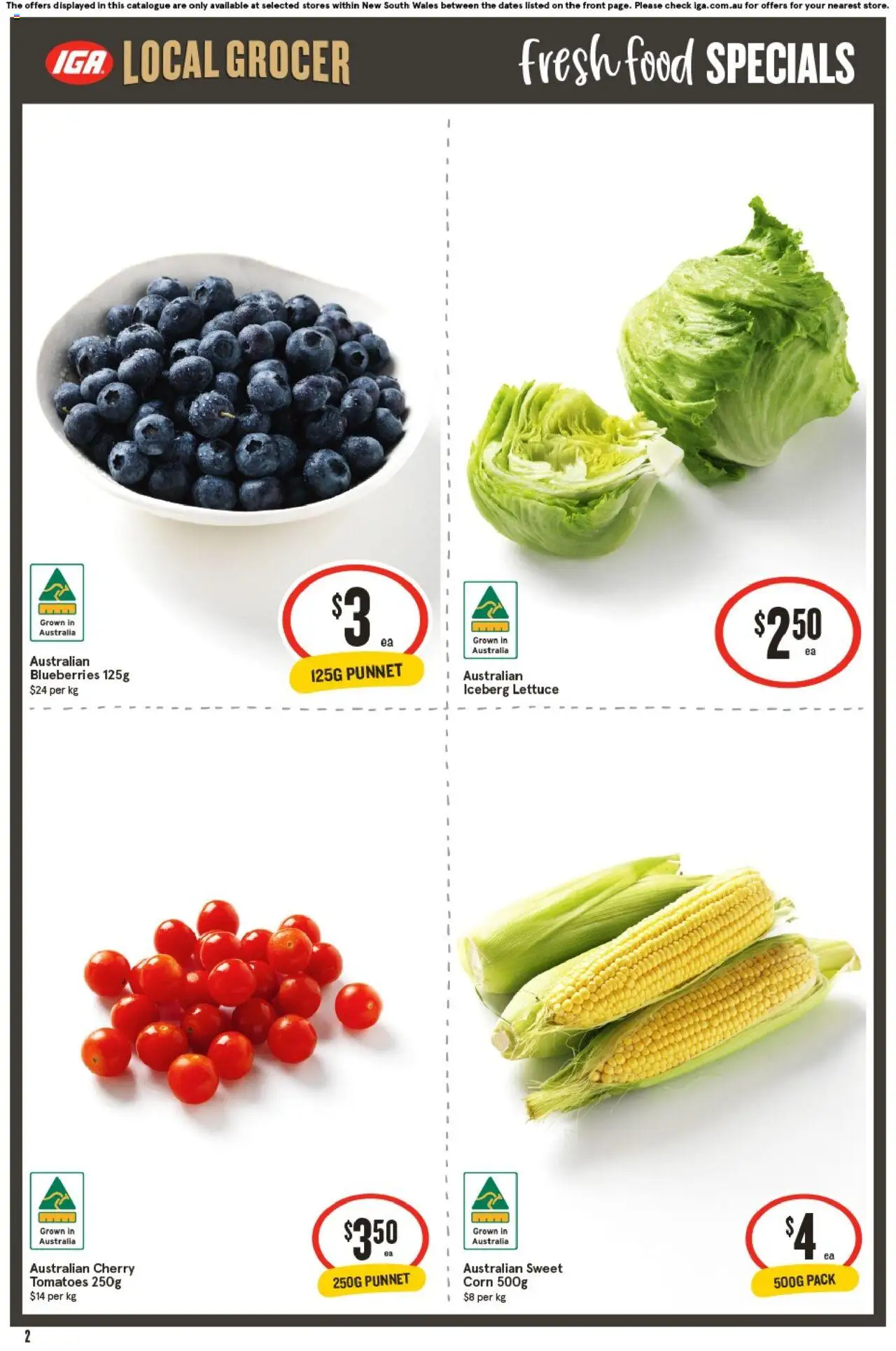 IGA catalogue - valid from 01.10.2025 | Page: 2 | Products: Lettuce, Tomatoes, Blueberries