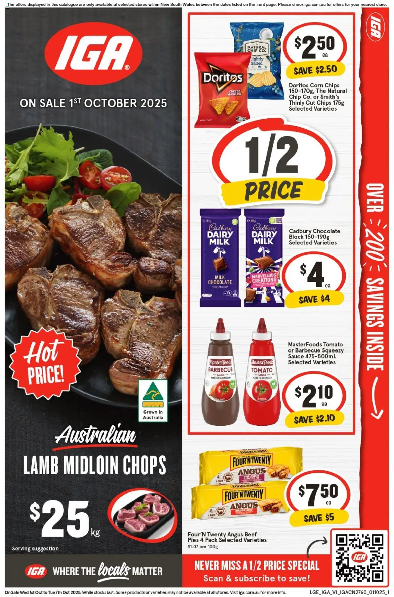 IGA catalogue - valid from 01.10.2025 | Page: 1 | Products: Milk, Dairy, Beef, Chips