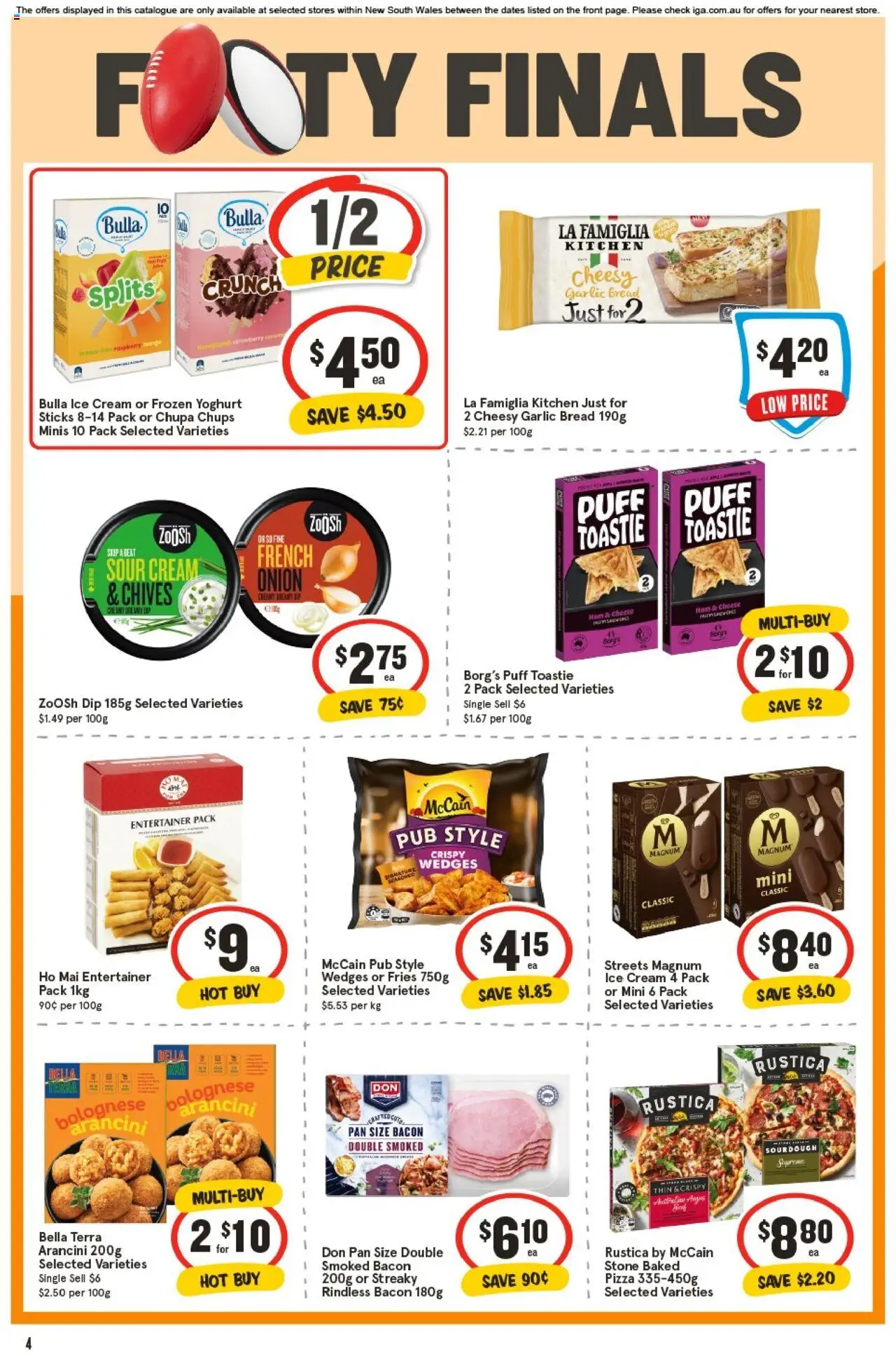 IGA catalogue - valid from 01.10.2025 | Page: 4 | Products: Bacon, Pizza, Cream, Garlic
