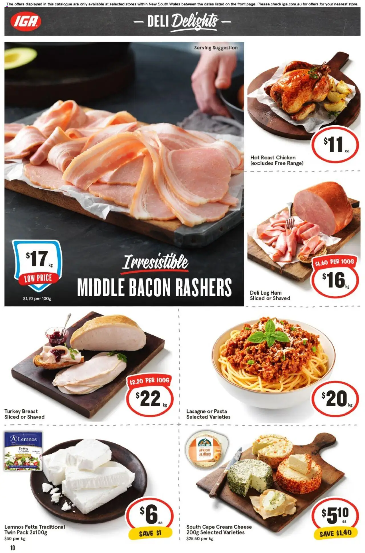 IGA catalogue - valid from 01.10.2025 | Page: 10 | Products: Bacon, Chicken, Pasta, Cream