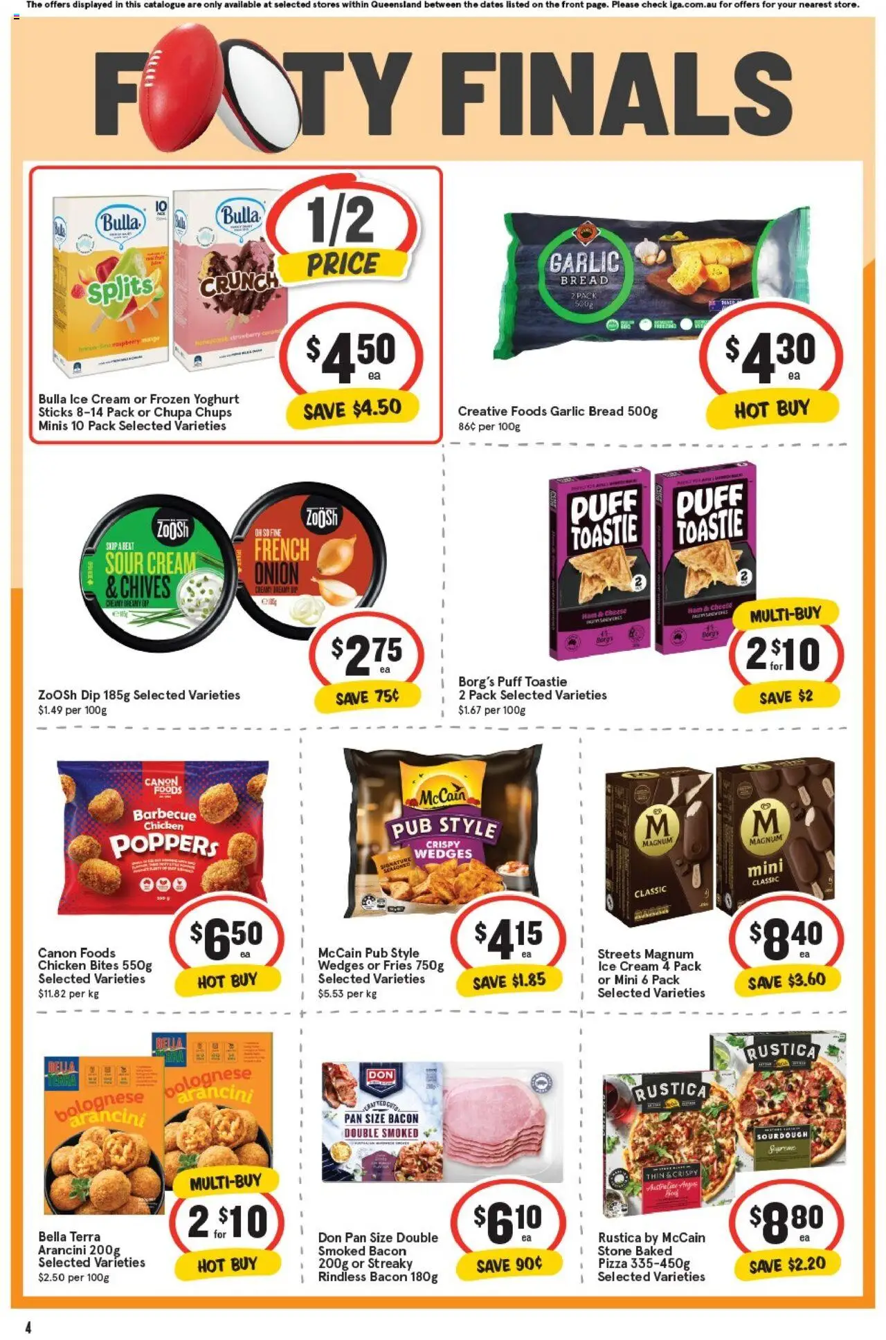 IGA catalogue - valid from 01.10.2025 | Page: 4 | Products: Bacon, Chicken, Ice cream, Raspberry