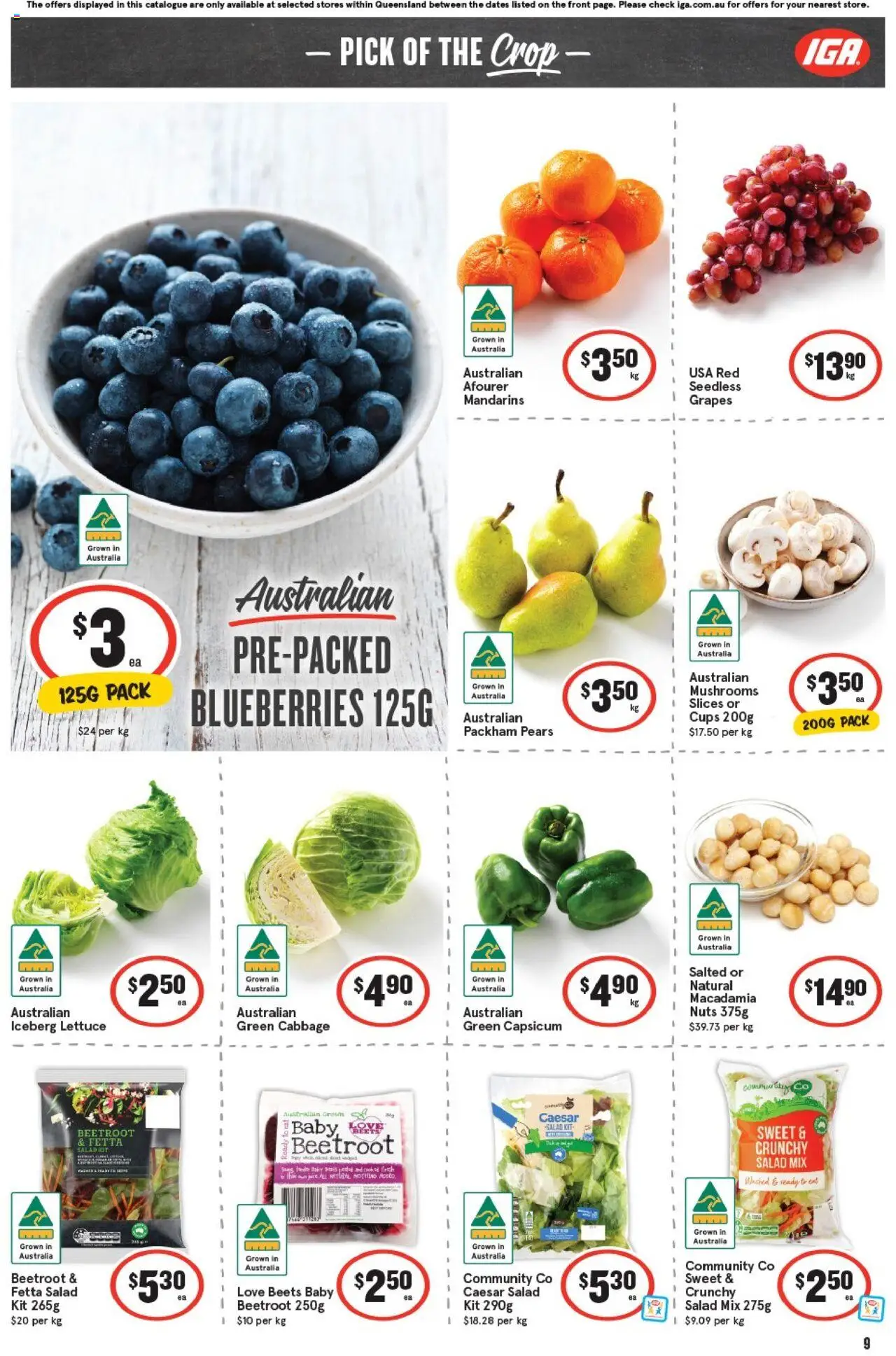 IGA catalogue - valid from 01.10.2025 | Page: 9 | Products: Mandarins, Nuts, Cabbage, Grapes