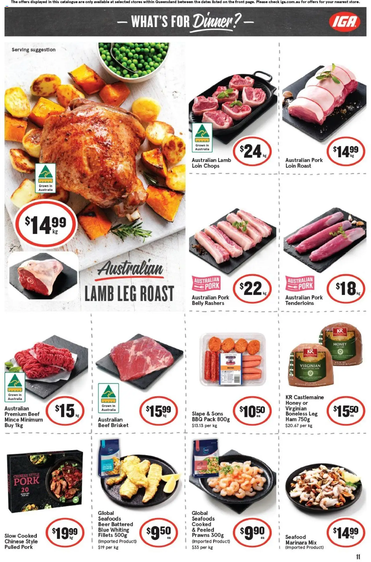 IGA catalogue - valid from 01.10.2025 | Page: 11 | Products: Ham, Beef, Prawns, Seafood