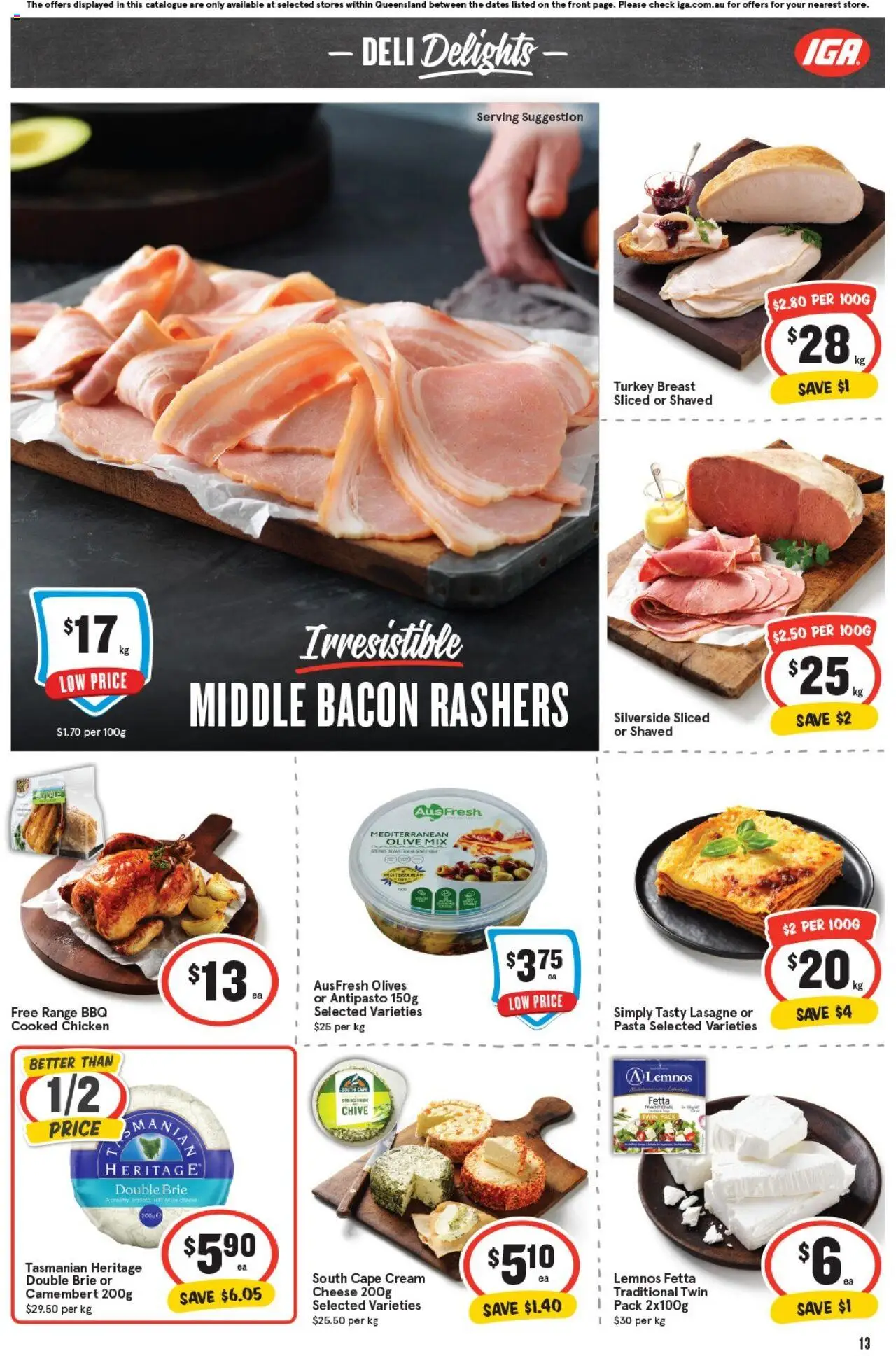 IGA catalogue - valid from 01.10.2025 | Page: 13 | Products: Cheese, Chicken, Pasta, Turkey