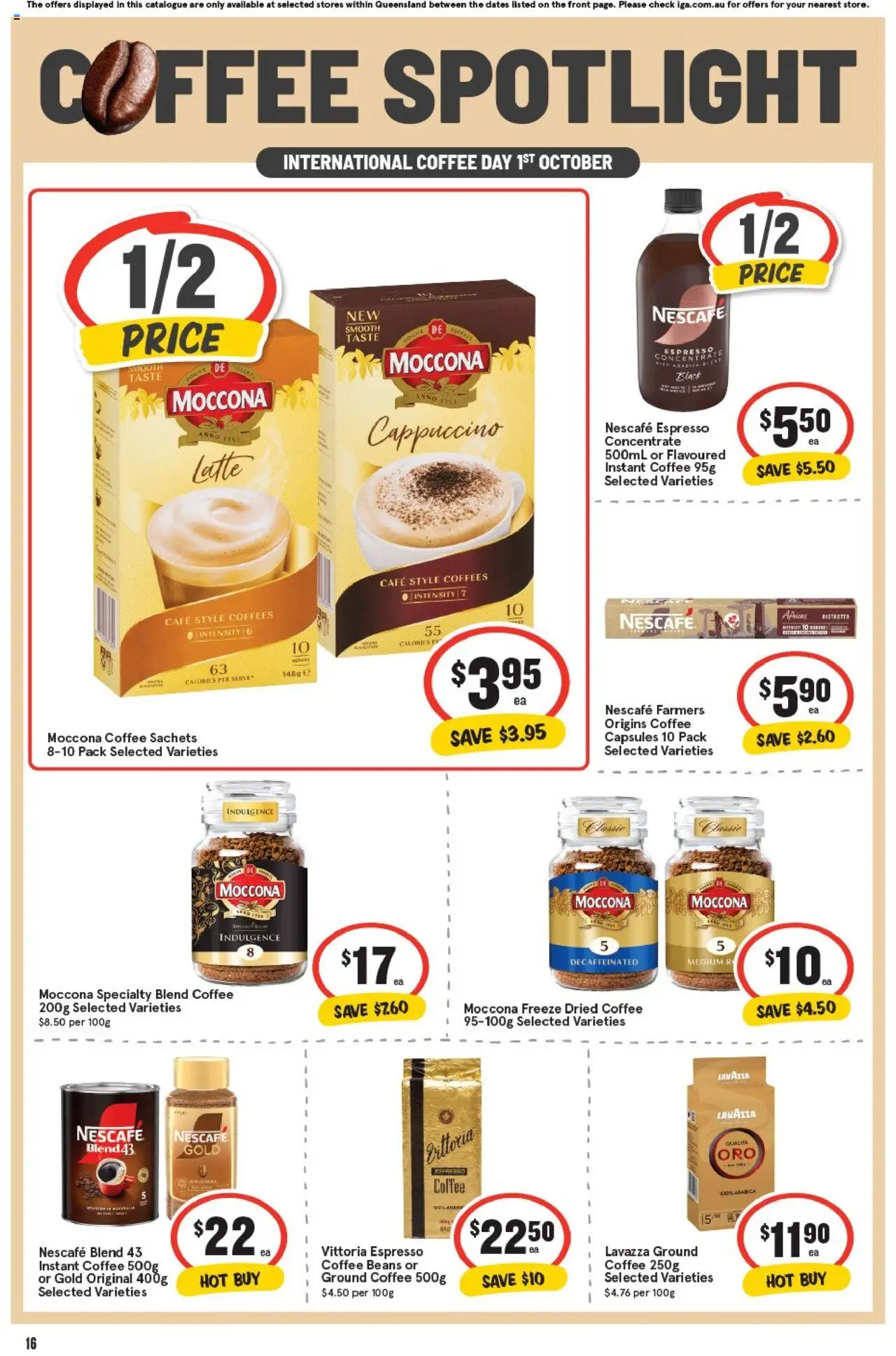 IGA catalogue - valid from 01.10.2025 | Page: 16 | Products: Coffee, Moccona, Nescafe