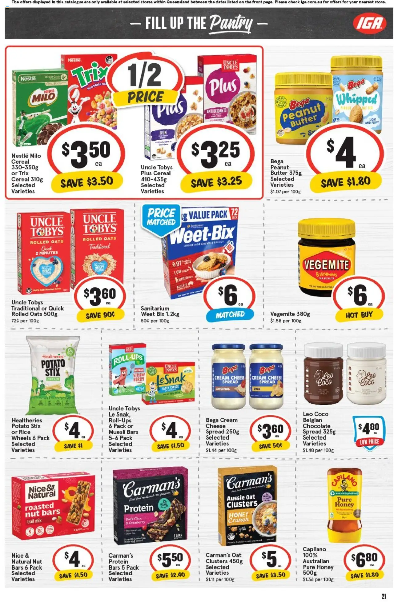 IGA catalogue - valid from 01.10.2025 | Page: 21 | Products: Butter, Chocolate, Oats, Iron