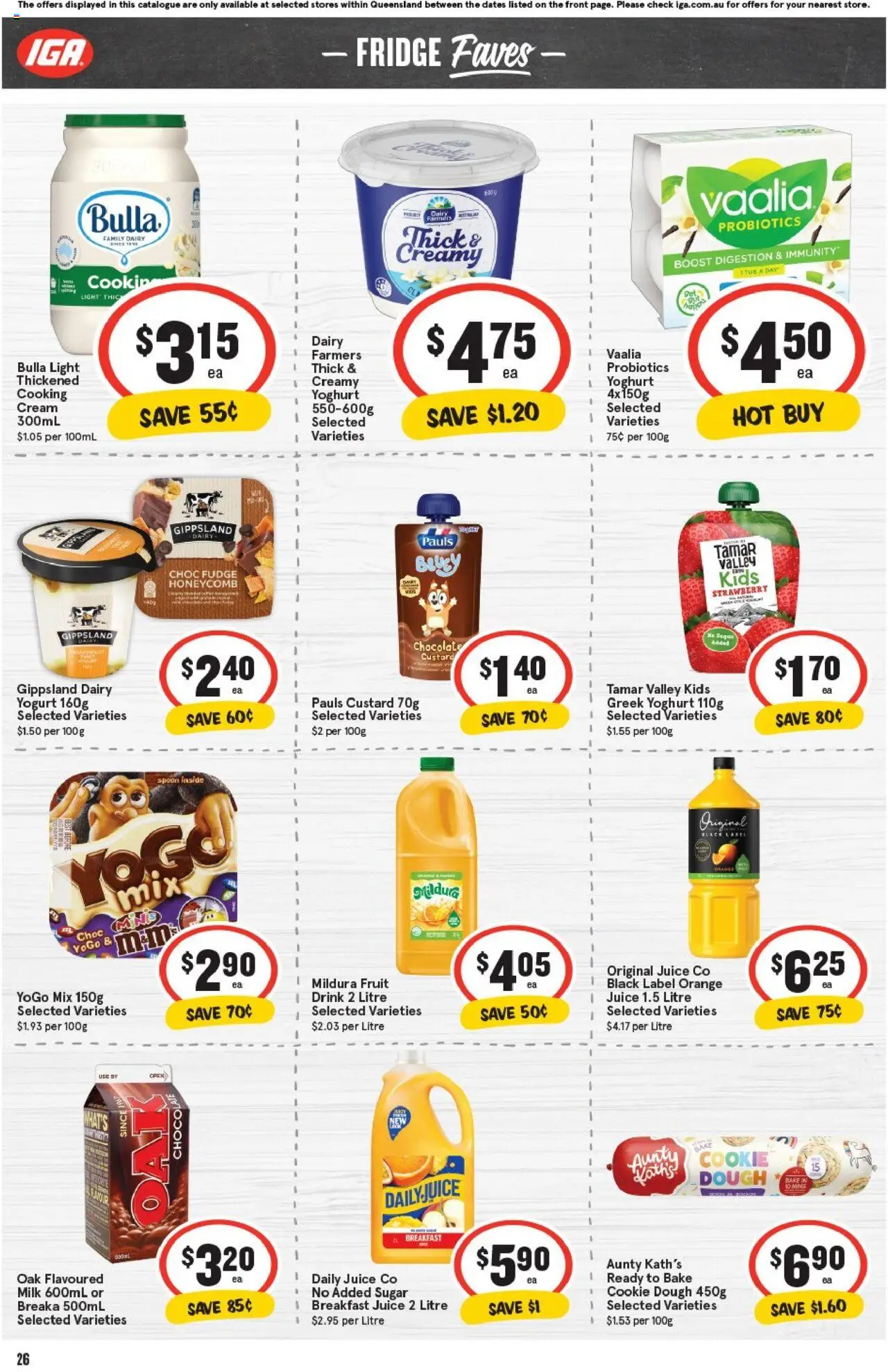 IGA catalogue - valid from 01.10.2025 | Page: 26 | Products: Milk, Cream, Sugar, Fridge