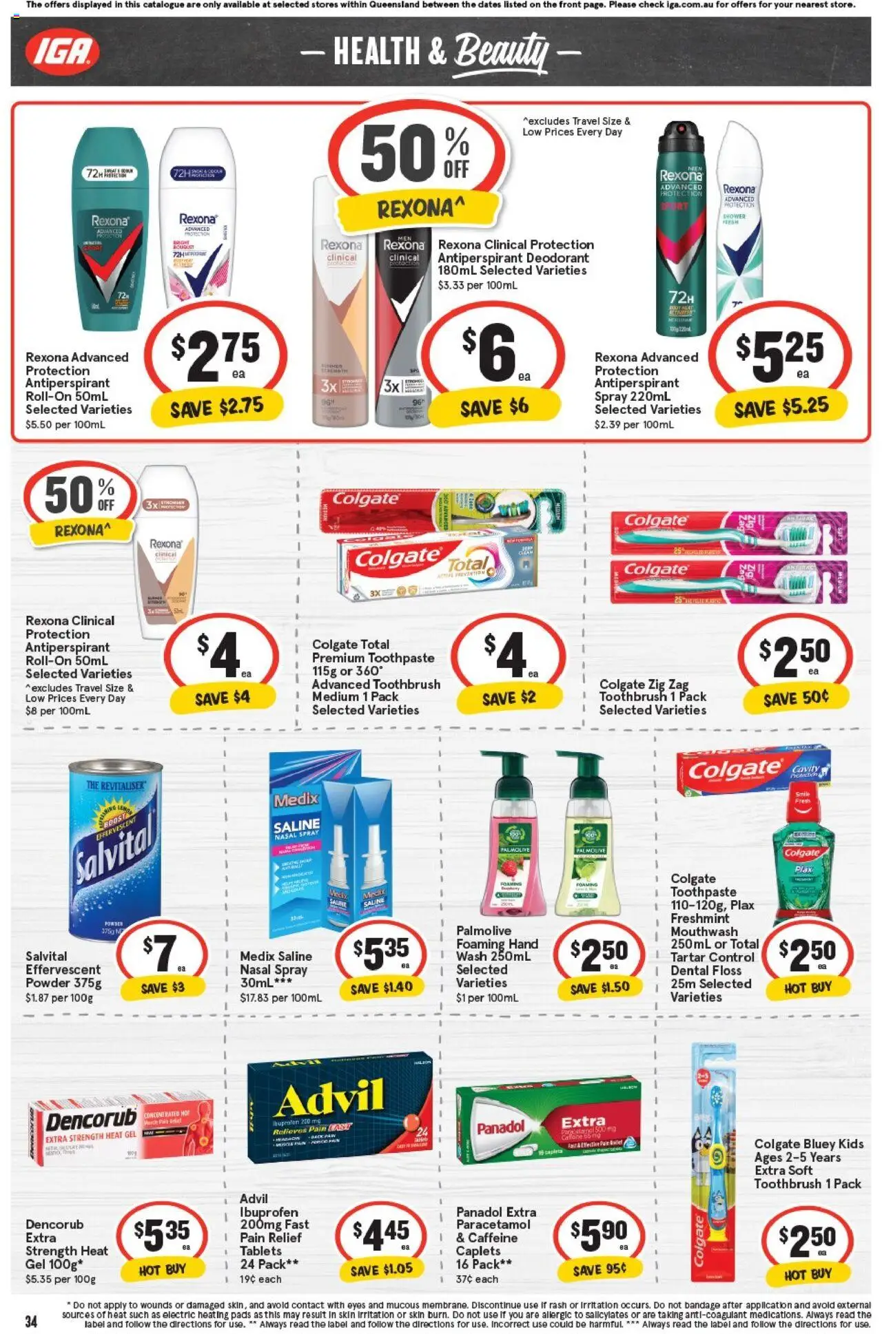 IGA catalogue - valid from 01.10.2025 | Page: 34 | Products: Antiperspirant, Toothbrush, Tablets, Pain relief