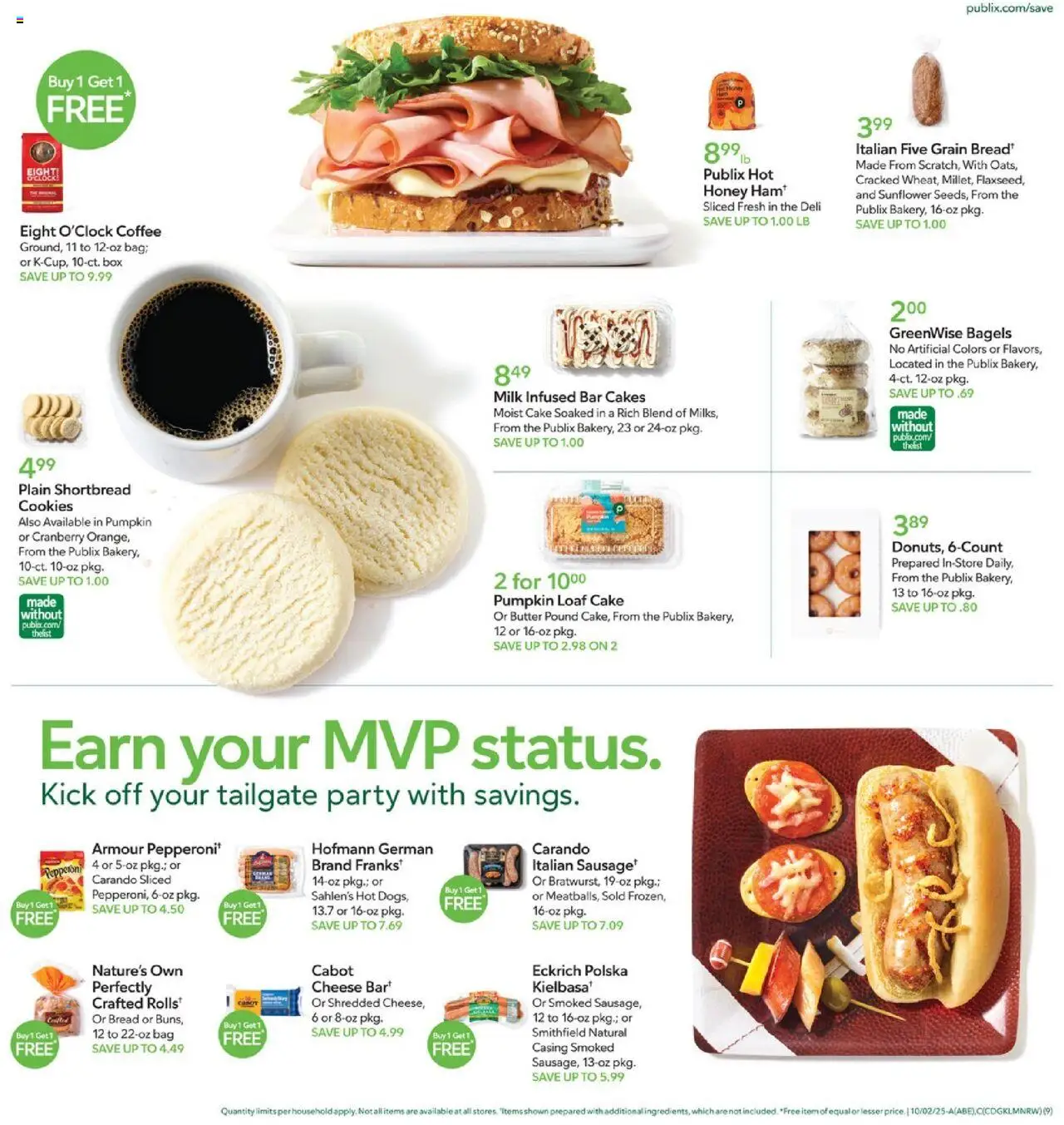 Publix Weekly Ad - valid from 01.10.2025 | Page: 9 | Products: Milk, Butter, Bread, Bag