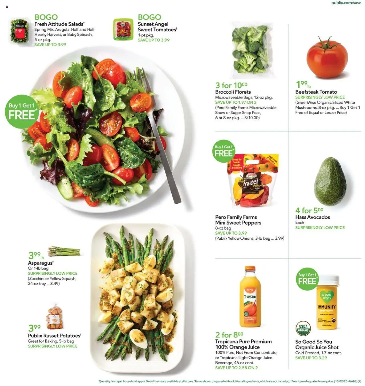 Publix Weekly Ad - valid from 01.10.2025 | Page: 7 | Products: Broccoli, Peppers, Zucchini, Bag