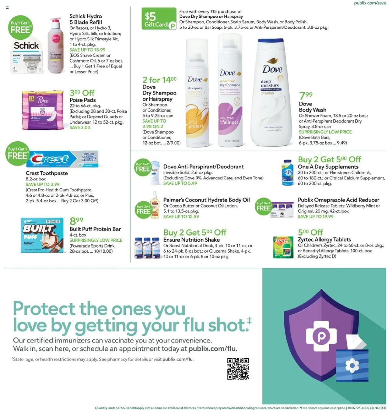 Publix Weekly Ad - valid from 01.10.2025 | Page: 13 | Products: Bath, Toothpaste, Cream, Body Wash