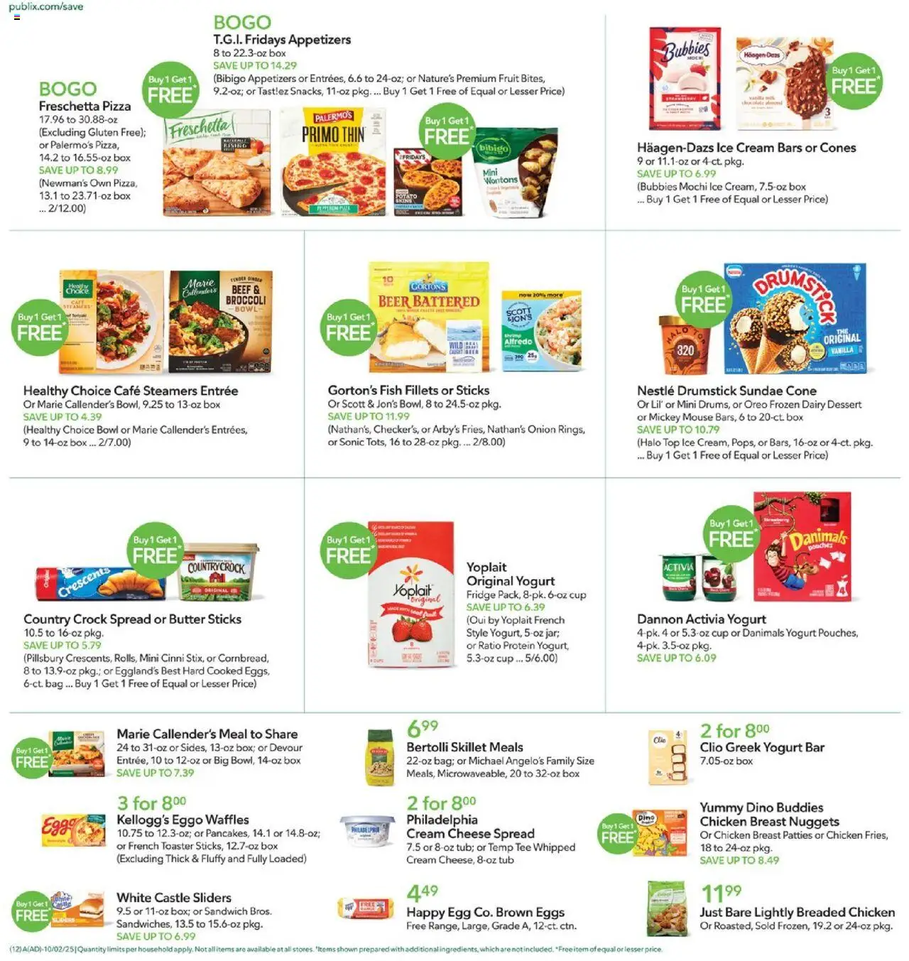 Publix Weekly Ad - valid from 01.10.2025 | Page: 12 | Products: Yogurt, Fish, Cream, Bag