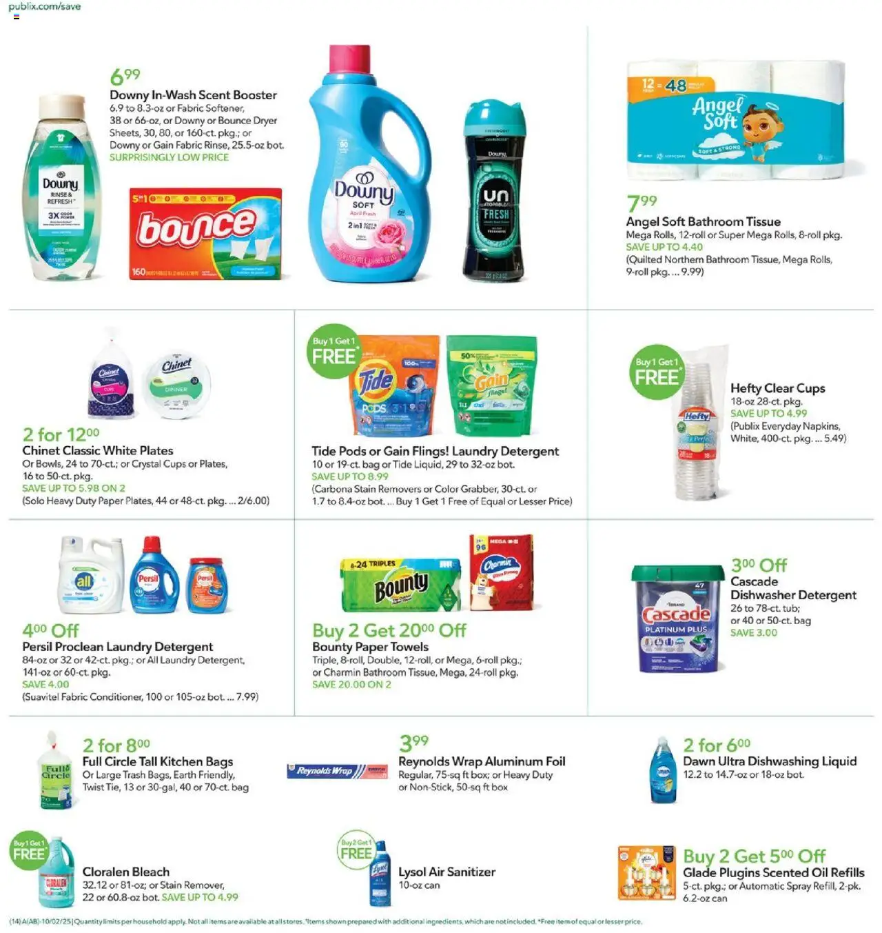 Publix Weekly Ad - valid from 01.10.2025 | Page: 14 | Products: Box, Detergent, Bag, Dishwasher