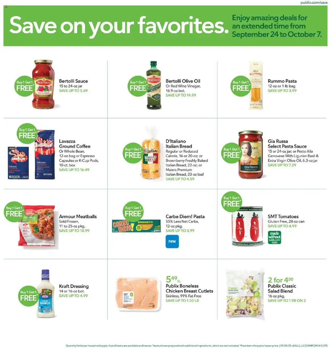 Publix Weekly Ad - valid from 01.10.2025 | Page: 17 | Products: Coffee, Pasta, Salad, Bag