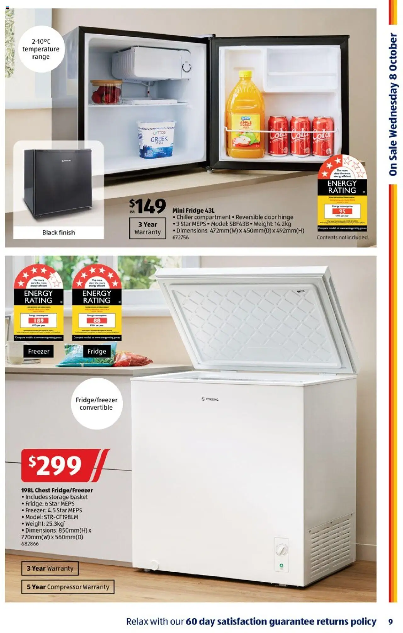 Aldi catalogue - valid from 08.10.2025 | Page: 9 | Products: Door, Fridge, Freezer, Weight