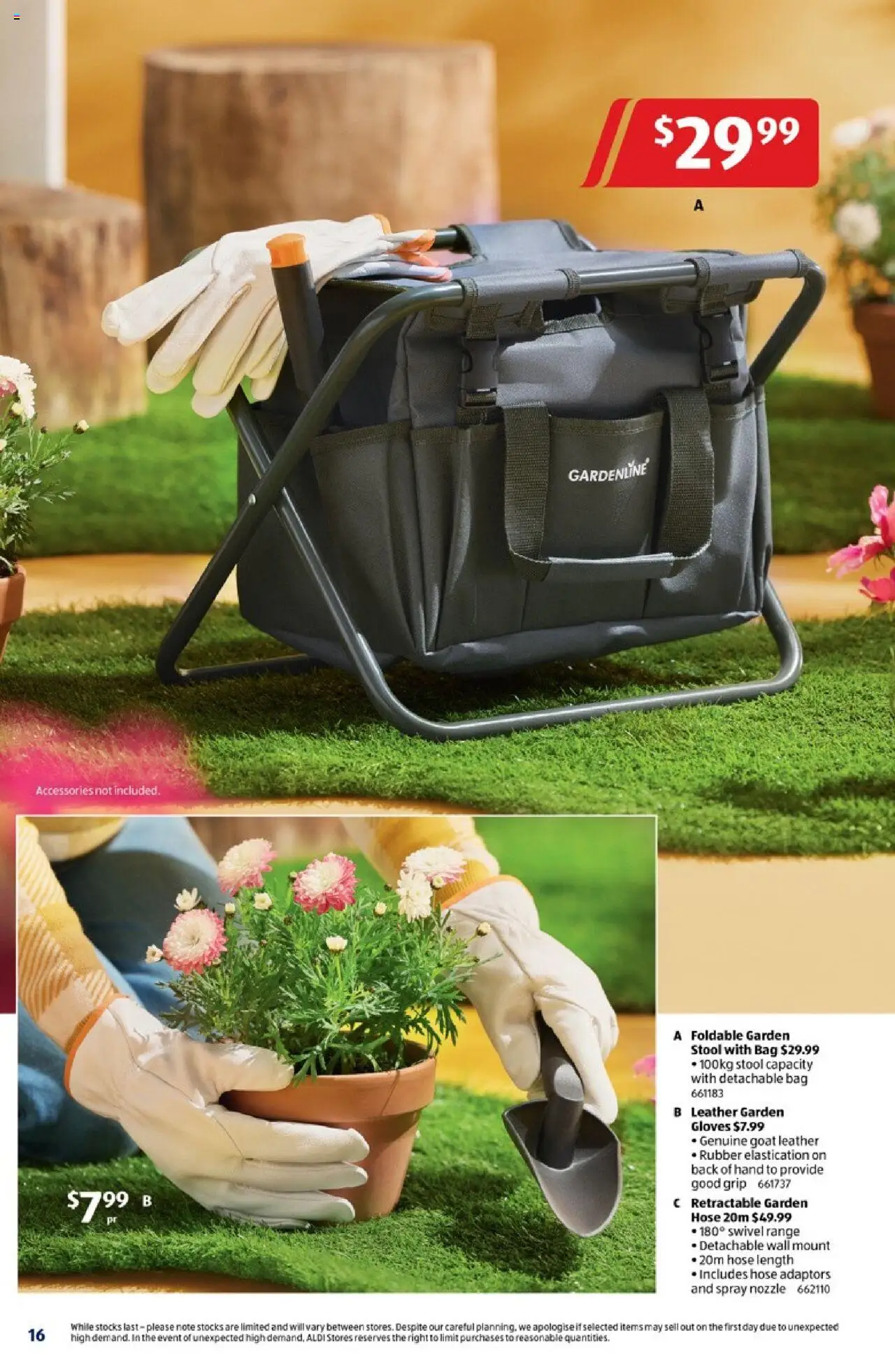 Aldi catalogue - valid from 08.10.2025 | Page: 16 | Products: Garden hose, Accessories, Gloves, Bag