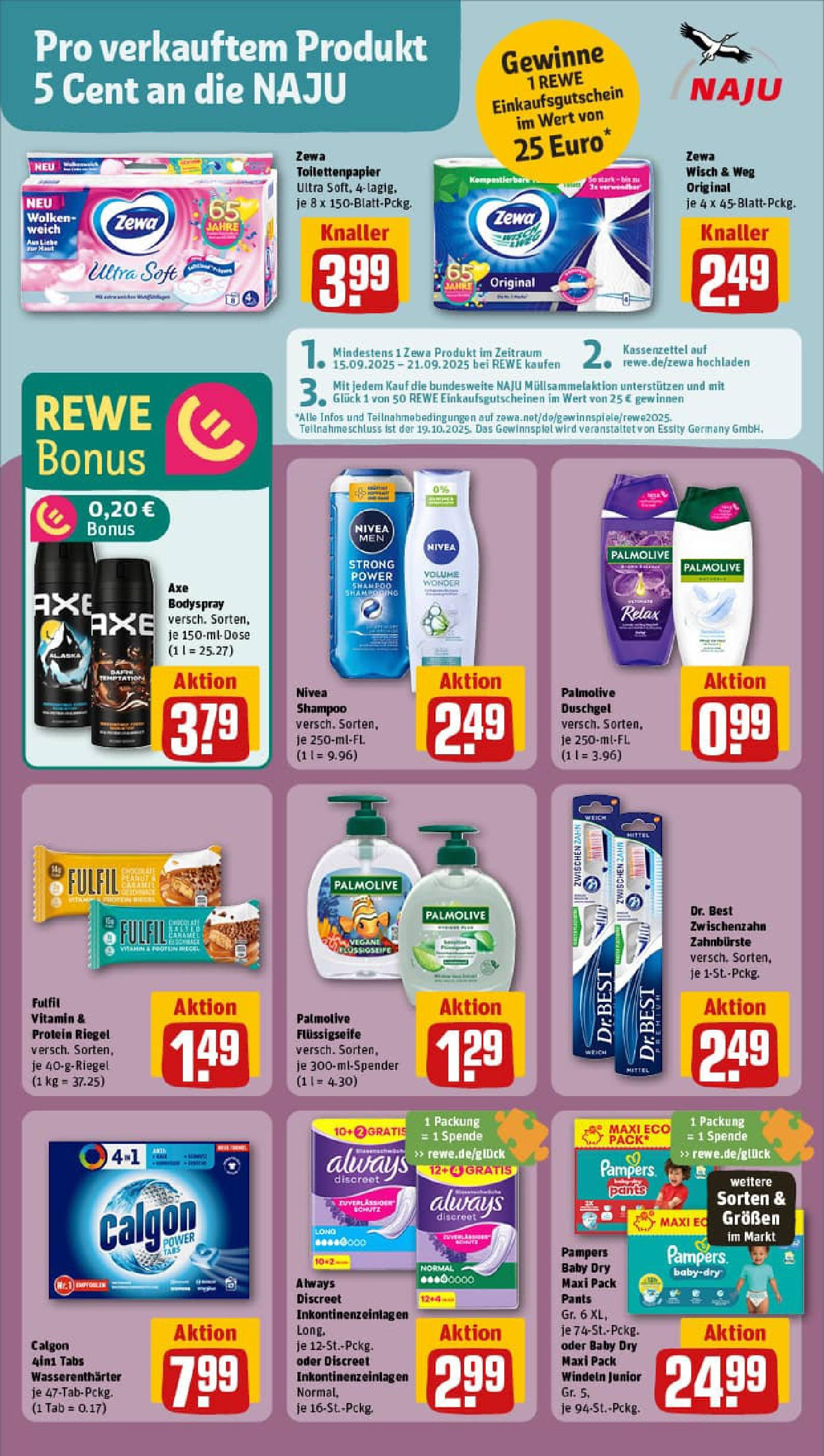 REWE Prospekt ab 14.09.2025 zum Blättern » Angebote | Seite: 22 | Produkte: Pampers, Duschgel, Shower Gel, Toilettenpapier