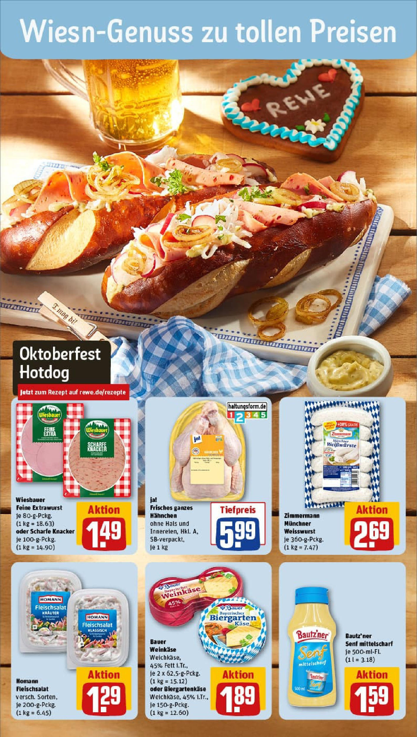 REWE Prospekt ab 14.09.2025 zum Blättern » Angebote | Seite: 4 | Produkte: Hahnchen, Weißwurst