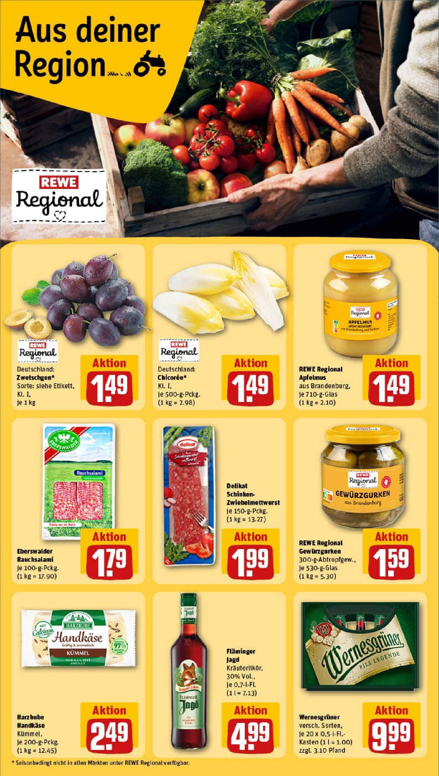 REWE Prospekt ab 14.09.2025 zum Blättern » Angebote | Seite: 15 | Produkte: Wernesgruner, Apple, Salami, Schinken