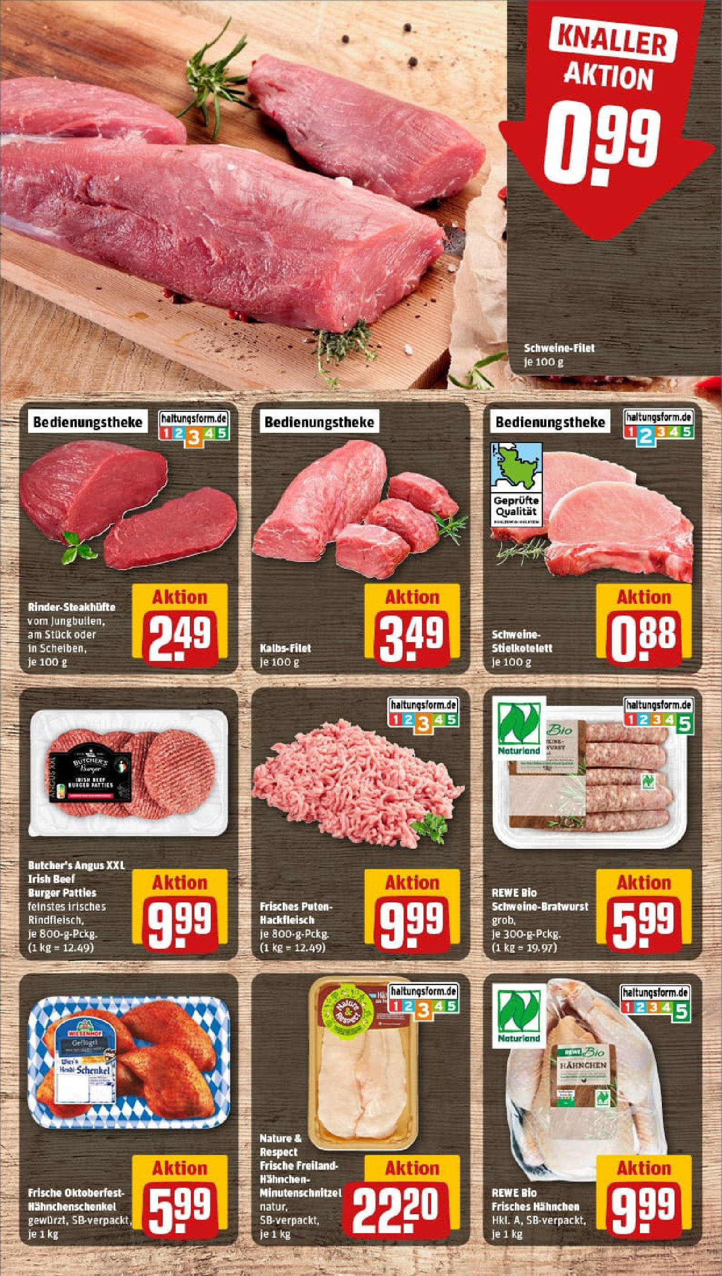 REWE Prospekt ab 14.09.2025 zum Blättern » Angebote | Seite: 8 | Produkte: Hahnchenschenkel, Burger, Wurst, Steak