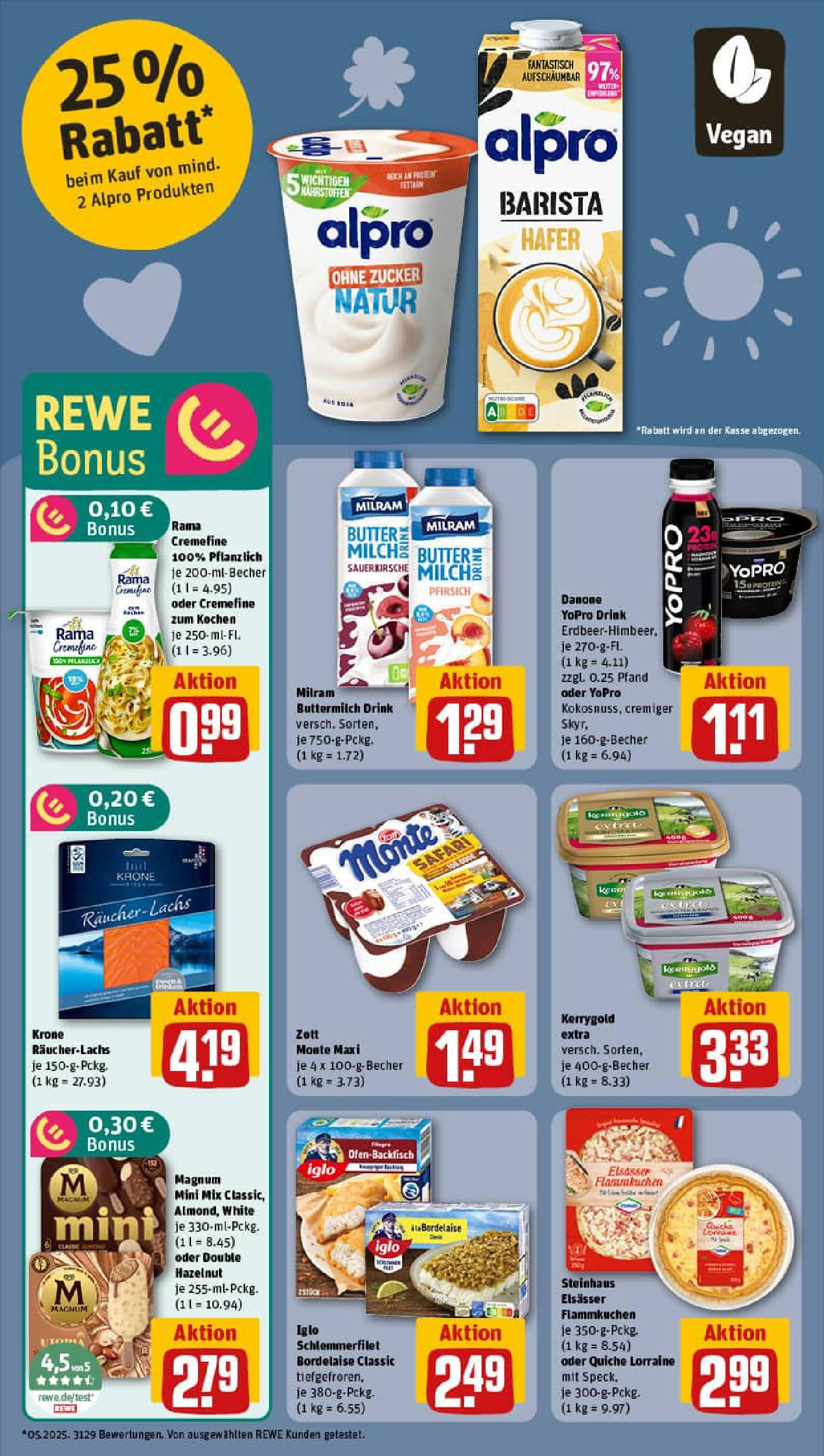 REWE Prospekt ab 14.09.2025 zum Blättern » Angebote | Seite: 8 | Produkte: Buttermilch, Rama, Butter, Milram