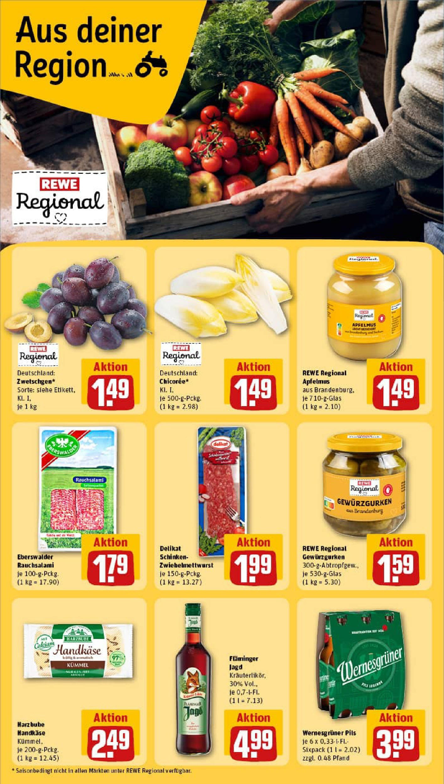 REWE Prospekt ab 14.09.2025 zum Blättern » Angebote | Seite: 11 | Produkte: Pils, Wernesgruner, Apple, Schinken