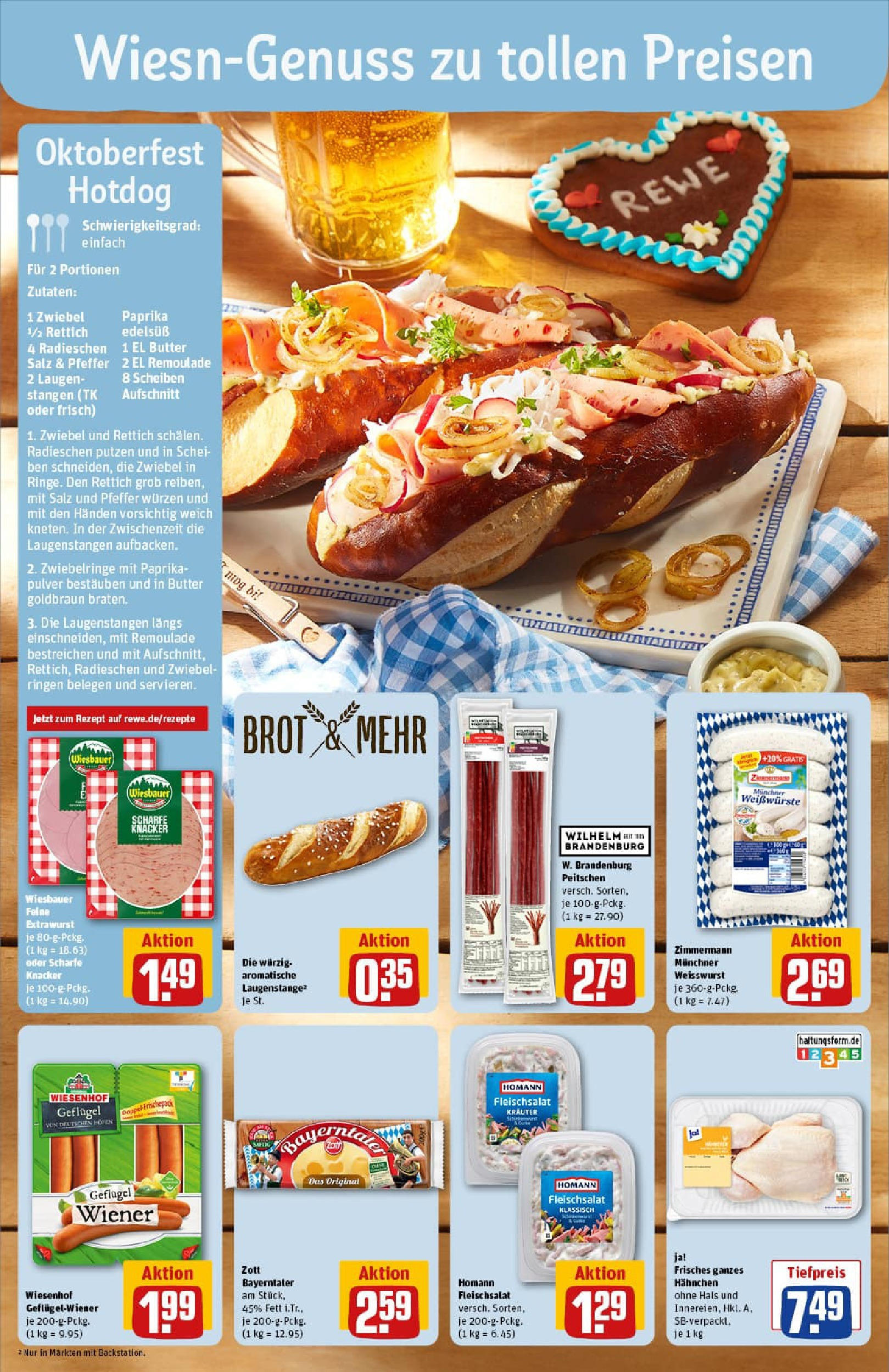REWE Prospekt ab 14.09.2025 zum Blättern » Angebote | Seite: 4 | Produkte: Hahnchen, Weißwurst, Pfeffer, Brot