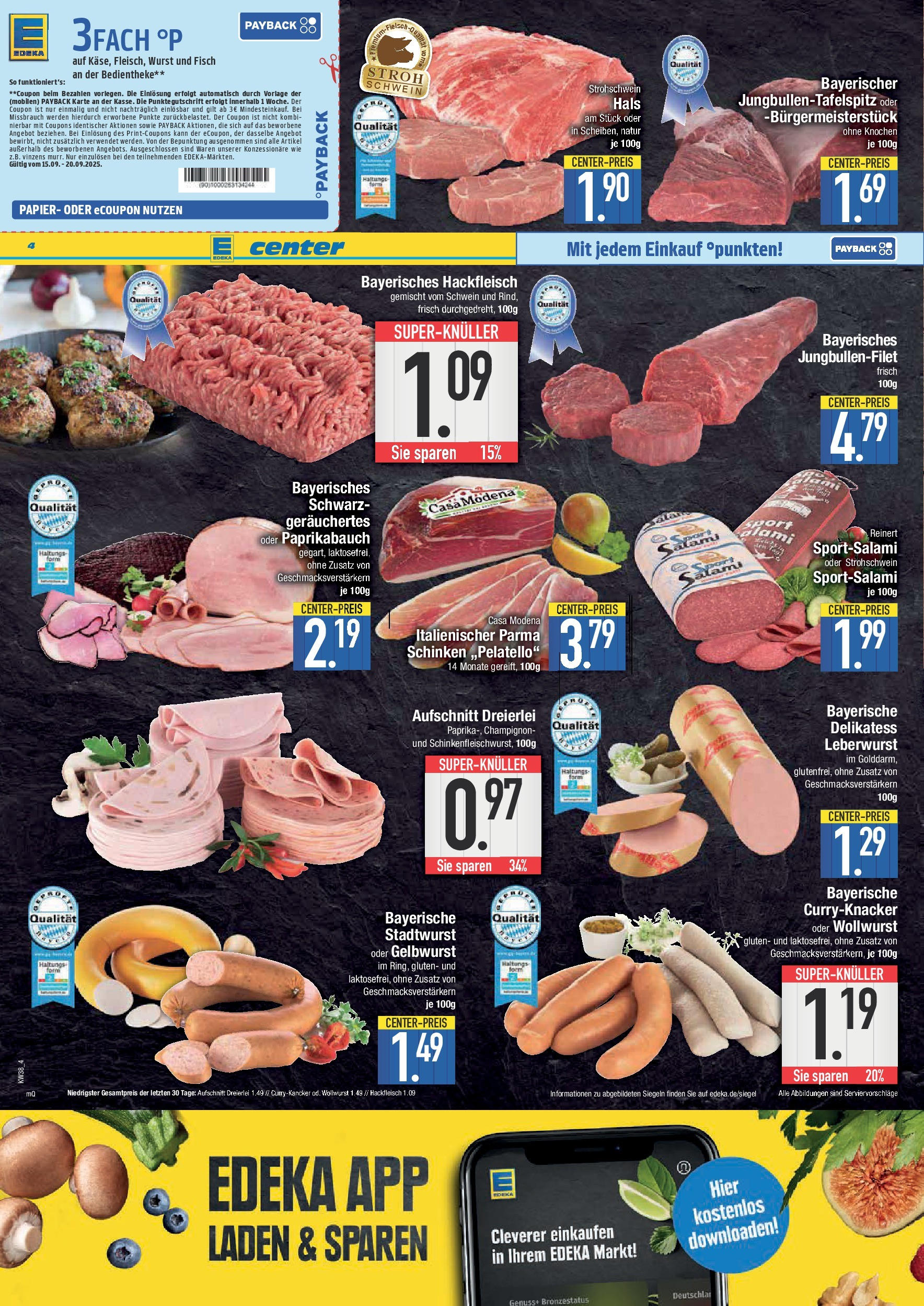 Edeka prospekt Straubing	 (ab 14.09.2025) » Angebote Online | Seite: 4 | Produkte: Wurst, Salami, Schinken, Hackfleisch
