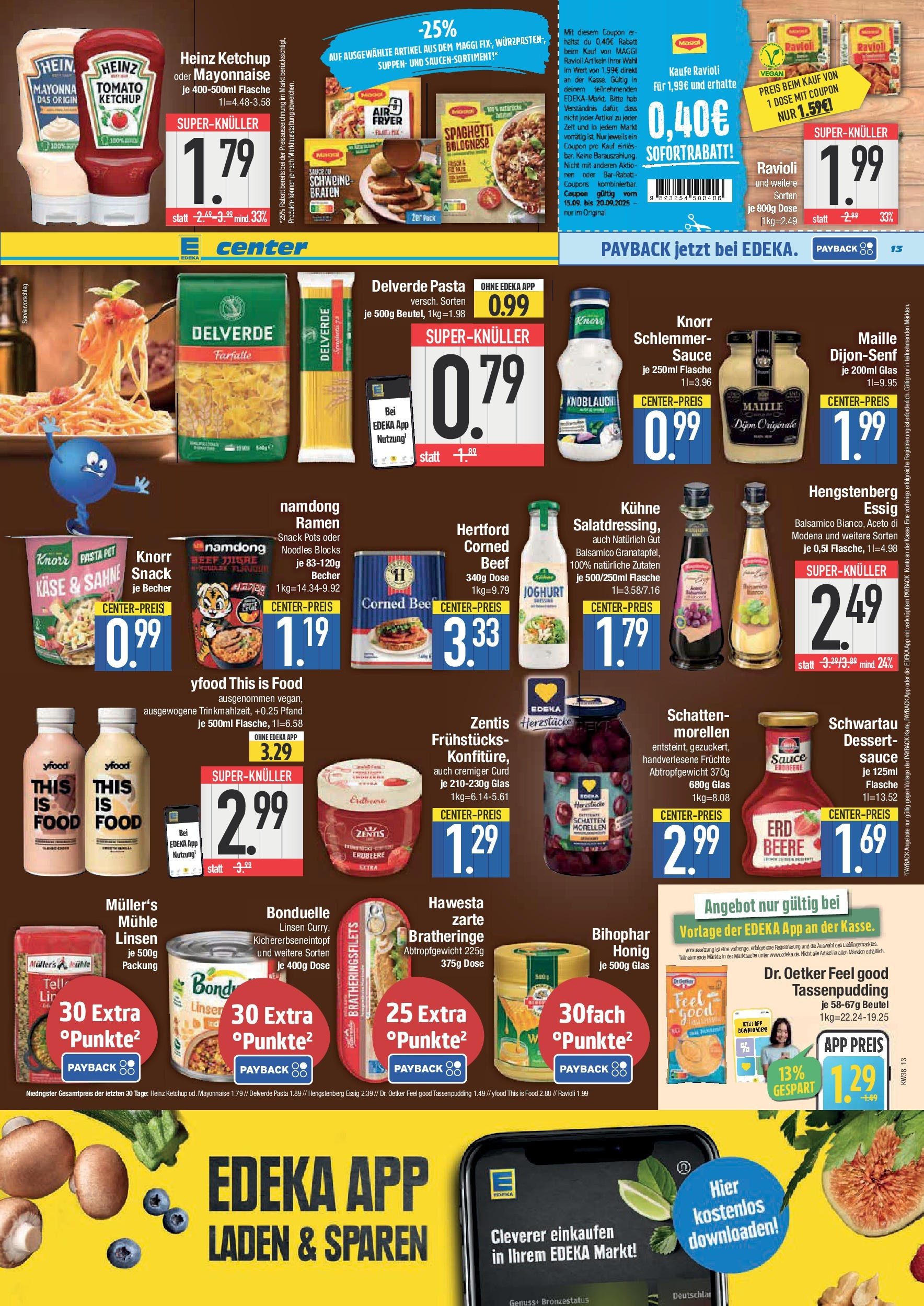Edeka prospekt Straubing	 (ab 14.09.2025) » Angebote Online | Seite: 13 | Produkte: Balsamico, Knorr, YFood, Pasta