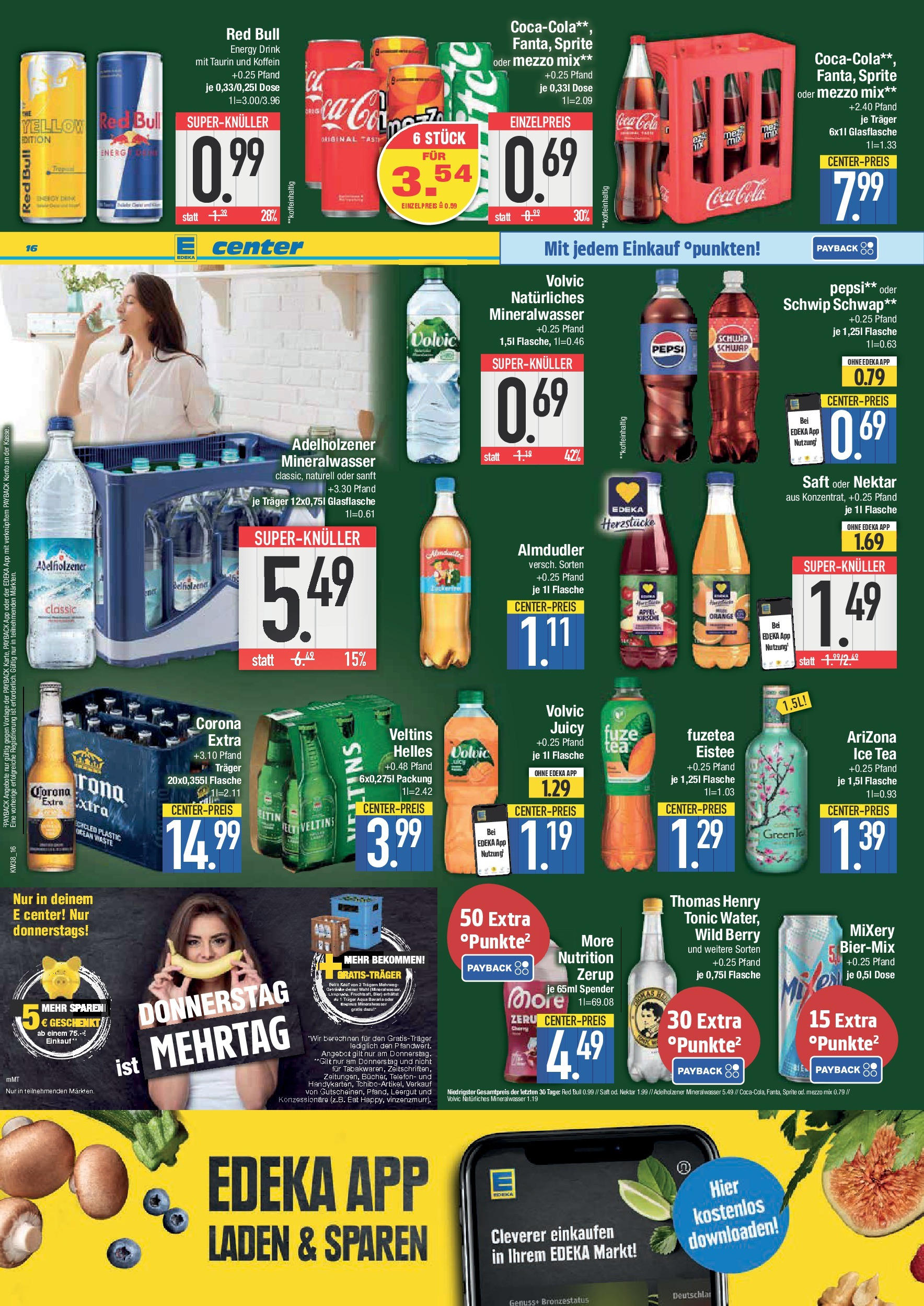 Edeka prospekt Krumbach	 (ab 14.09.2025) » Angebote Online | Seite: 16 | Produkte: Mezzo mix, Red bull, Mineralwasser, Telefon