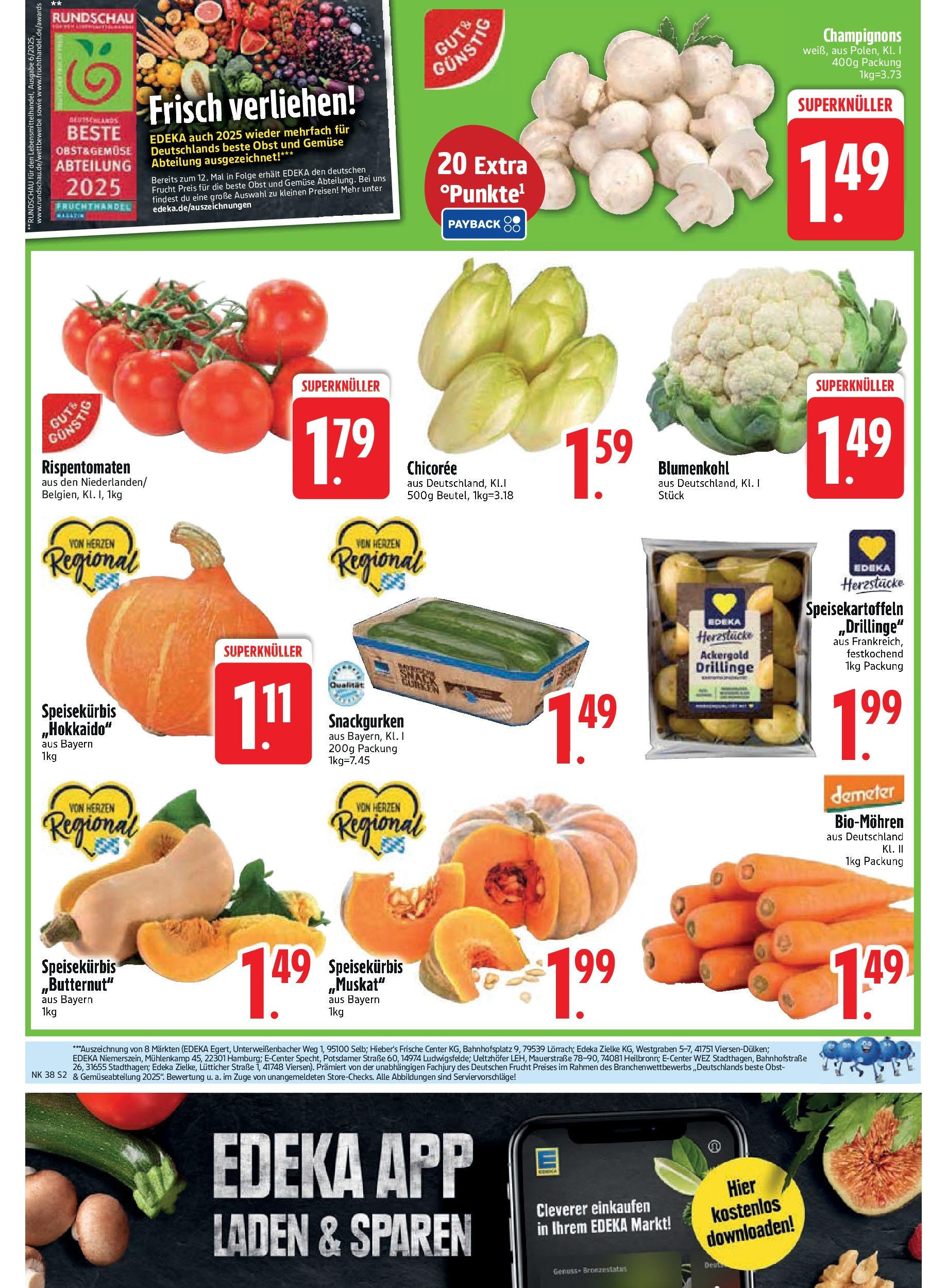 Edeka prospekt Kirchseeon	 (ab 15.09.2025) » Angebote Online | Seite: 4 | Produkte: Champignons, Gemüse, Obst, Blumenkohl