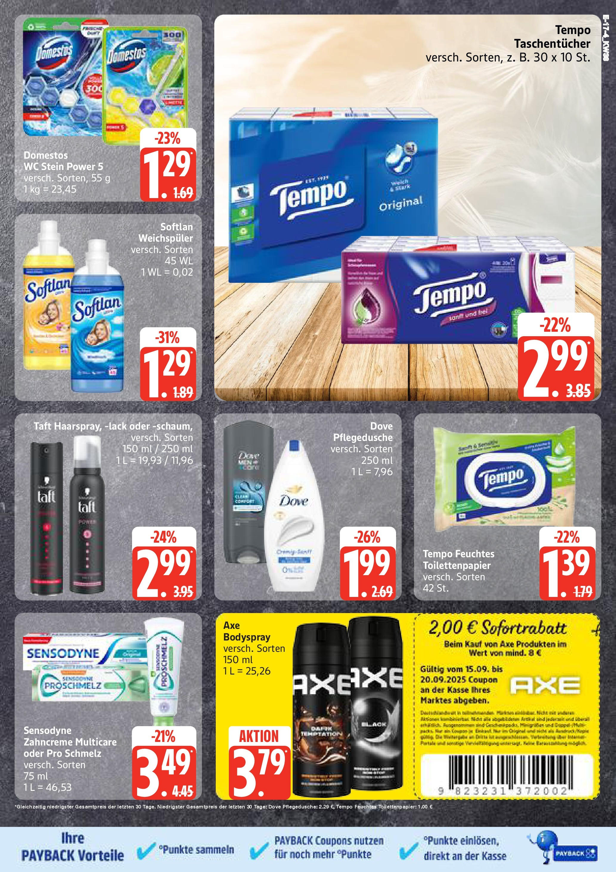 Edeka prospekt Neuruppin	 (ab 15.09.2025) » Angebote Online | Seite: 17 | Produkte: Weichspüler, Tempo, Shower Gel, Feuchtes Toilettenpapier