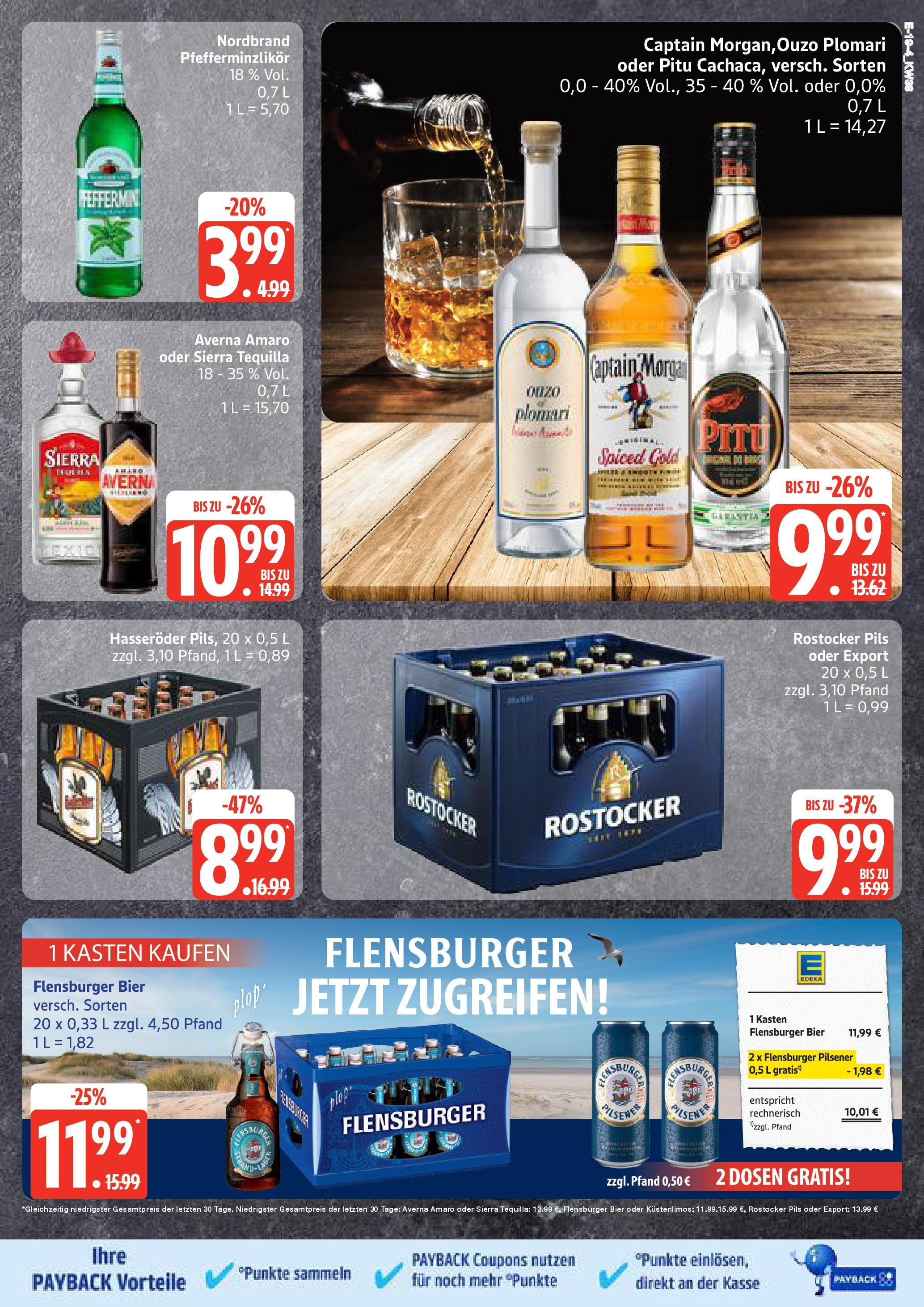 Edeka prospekt Neuruppin	 (ab 15.09.2025) » Angebote Online | Seite: 19 | Produkte: Bier, Nordbrand pfefferminzlikor, Flensburger, Ouzo plomari