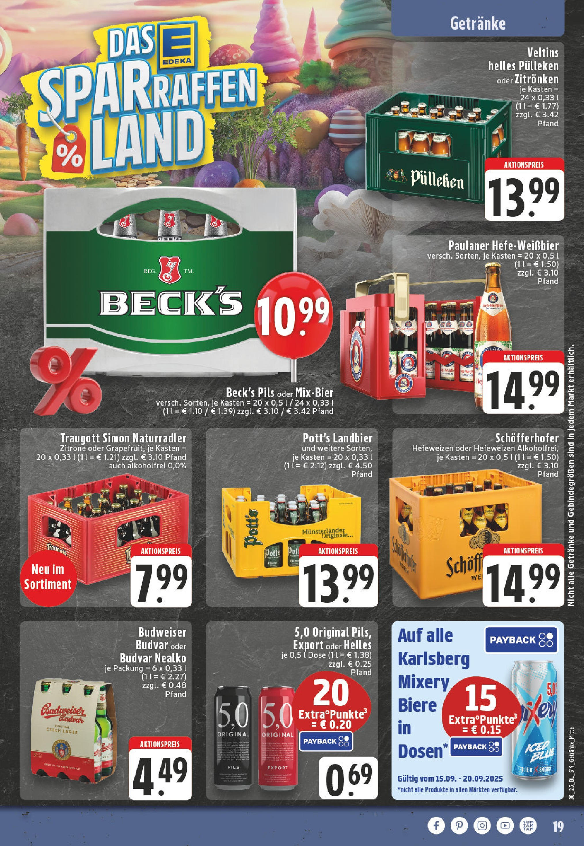 Edeka prospekt Dortmund-Holzen	 (ab 15.09.2025) » Angebote Online | Seite: 21 | Produkte: Pils, Radler, Budweiser, Veltins