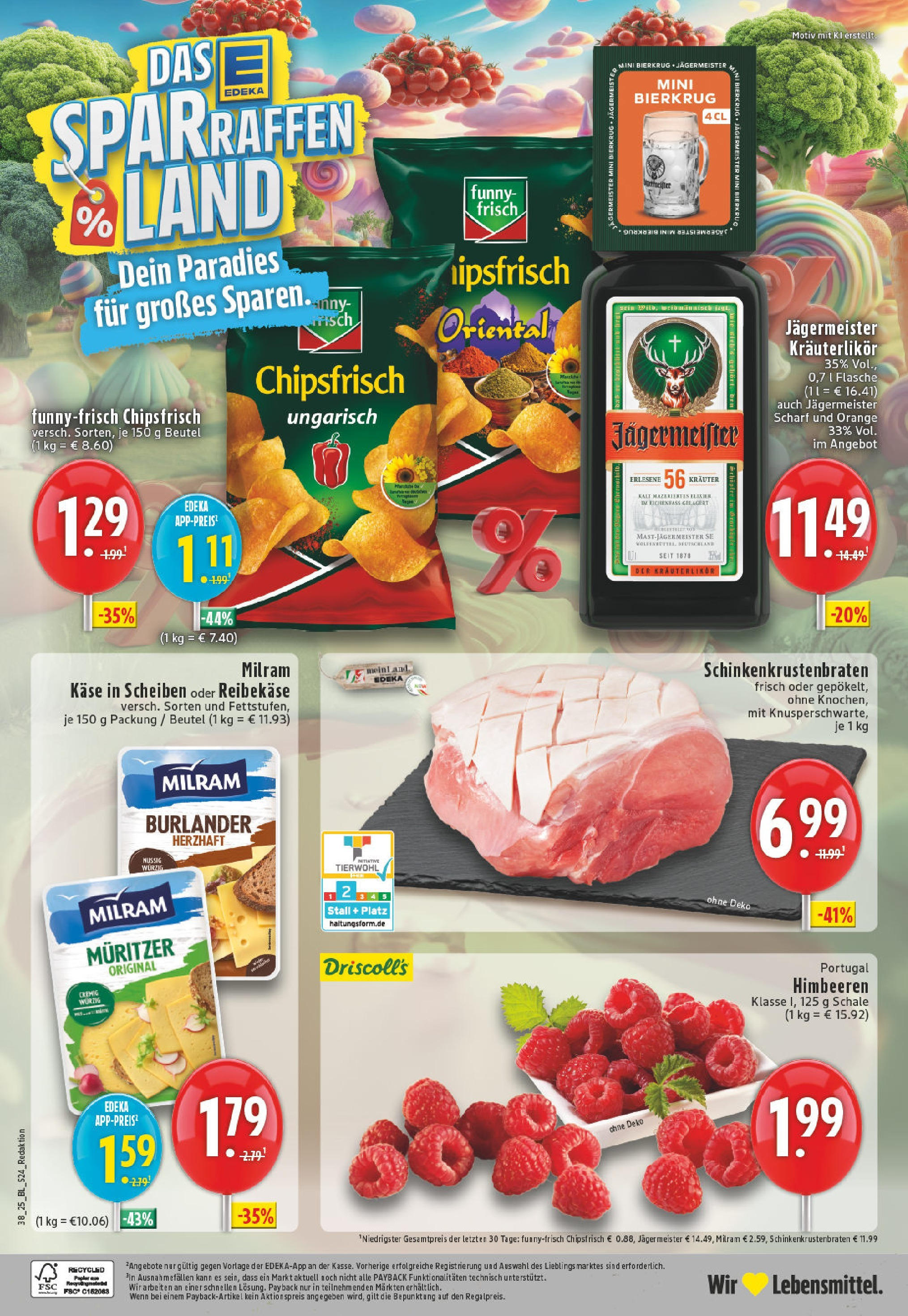Edeka prospekt Köln	 (ab 15.09.2025) » Angebote Online | Seite: 26 | Produkte: Himbeeren, Milram, Reibekase, Chips