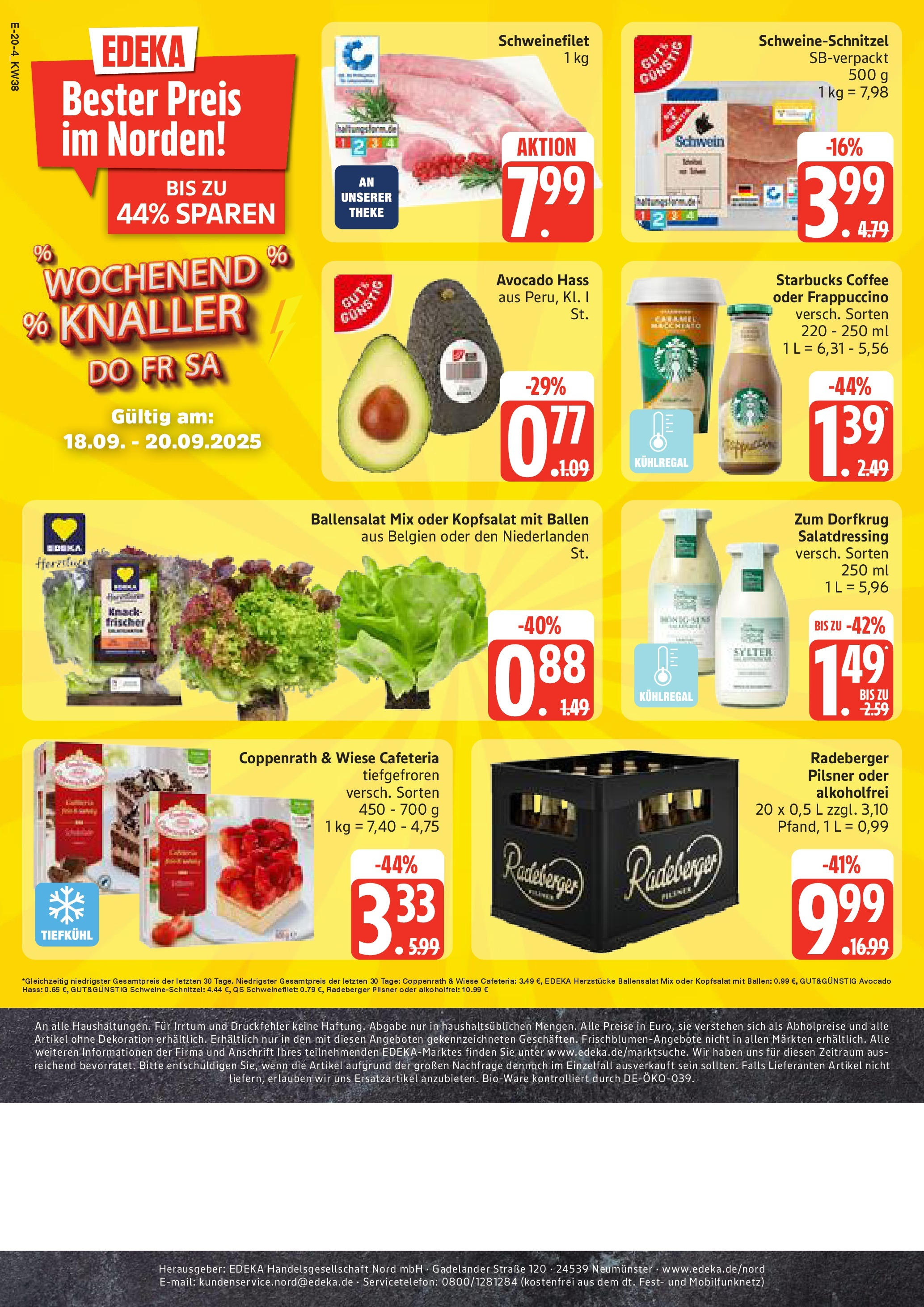 Edeka prospekt Neuruppin	 (ab 15.09.2025) » Angebote Online | Seite: 20 | Produkte: Theke, Starbucks, Schweinefilet, Avocado