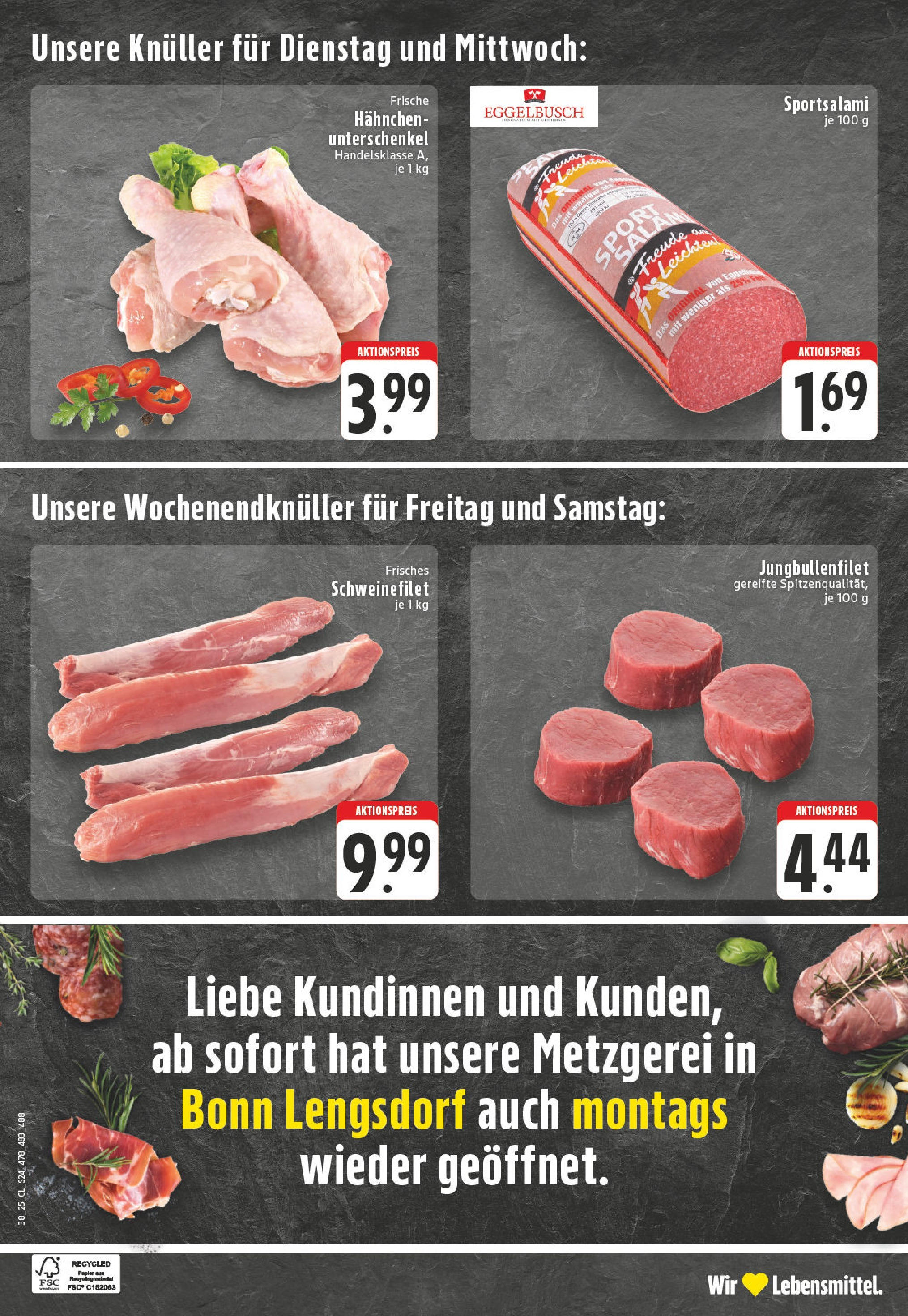 Edeka prospekt Hennef - Stossdorf	 (ab 14.09.2025) » Angebote Online | Seite: 26 | Produkte: Hahnchen, Schweinefilet, Salami