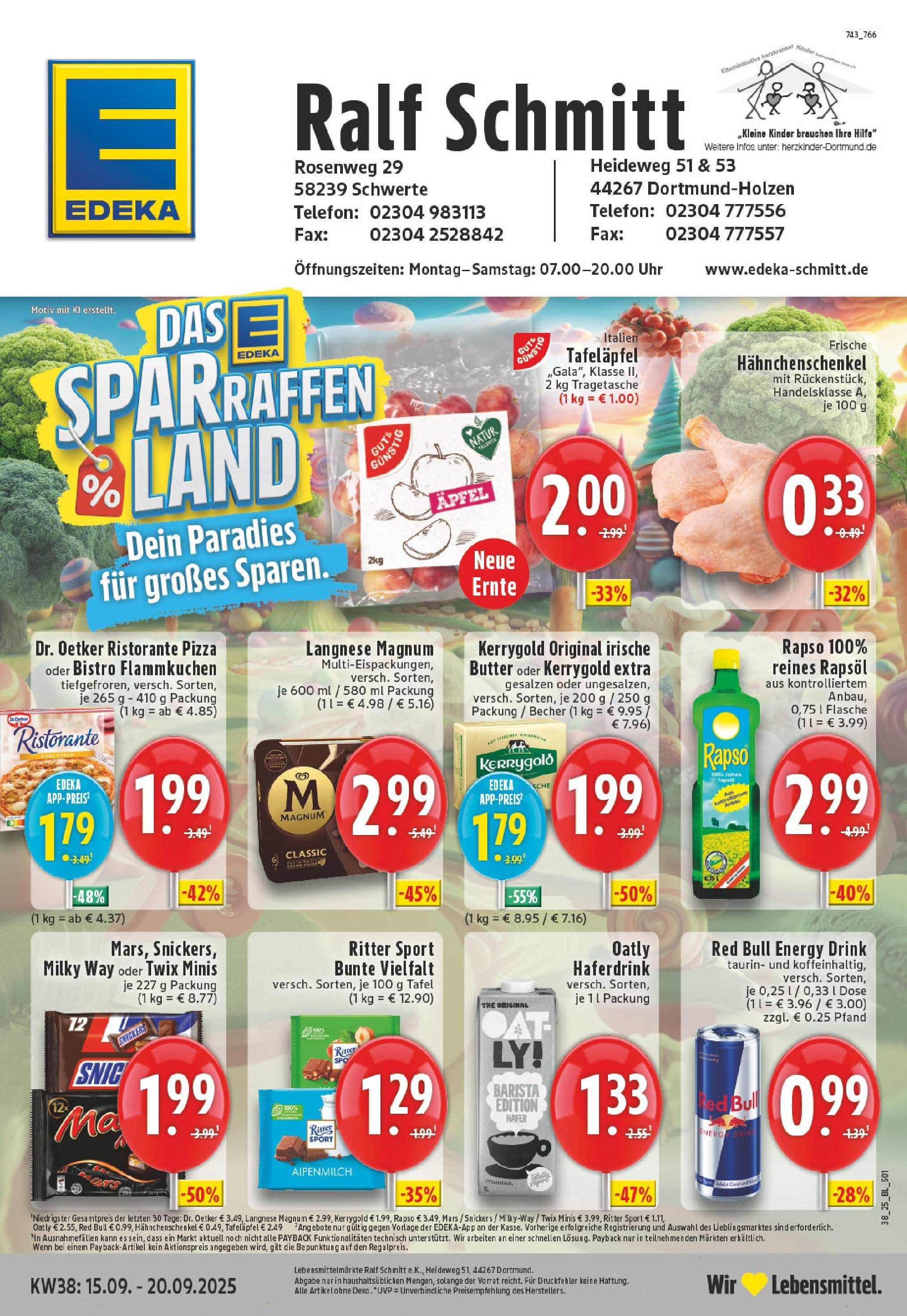 Edeka prospekt Dortmund-Holzen	 (ab 15.09.2025) » Angebote Online | Seite: 1 | Produkte: Ristorante, Hahnchenschenkel, Twix, Haferdrink